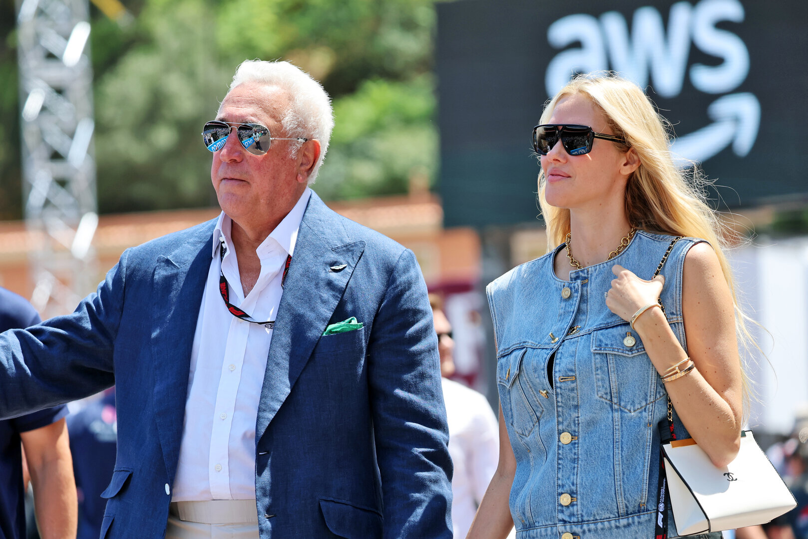 GP MONACO, (L to R): Lawrence Stroll (CDN) Aston Martin F1 Team Investor with sua moglie Raquel Stroll (BRA). 
07.06.2026. Formula 1 World Championship, Rd 6, Monaco Grand Prix, Monte Carlo, Monaco, Gara Day.
- www.xpbimages.com, EMail: requests@xpbimages.com © Copyright: Batchelor / XPB Images