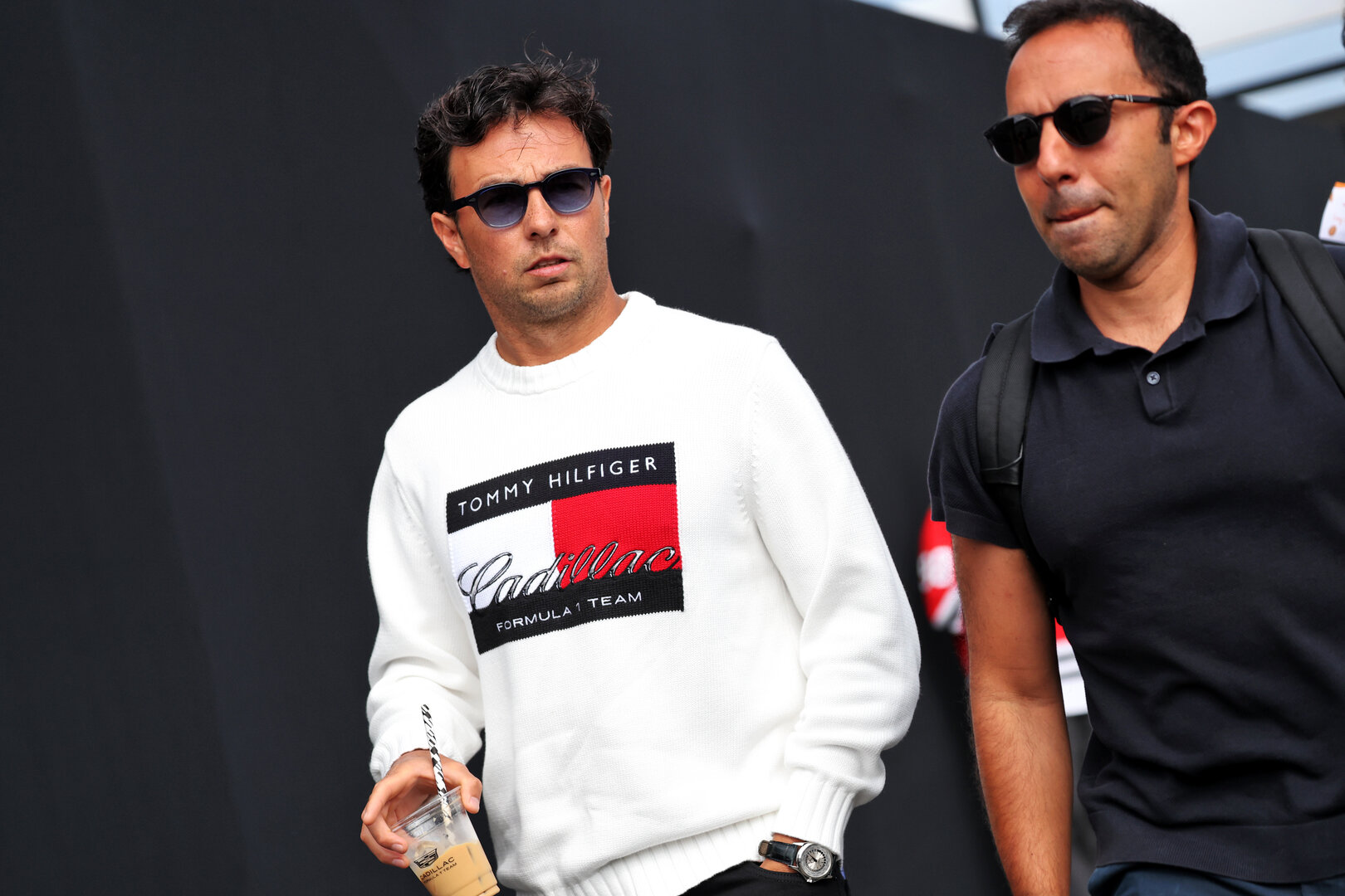 GP OLANDA, (L to R): Sergio Perez (MEX) Cadillac Formula 1 Team with Khalil Beschir (LBN) Driver Manager.
20.08.2026. Formula 1 World Championship, Rd 12, Dutch Grand Prix, Zandvoort, Netherlands, Preparation Day.
- www.xpbimages.com, EMail: requests@xpbimages.com © Copyright: Bearne / XPB Images