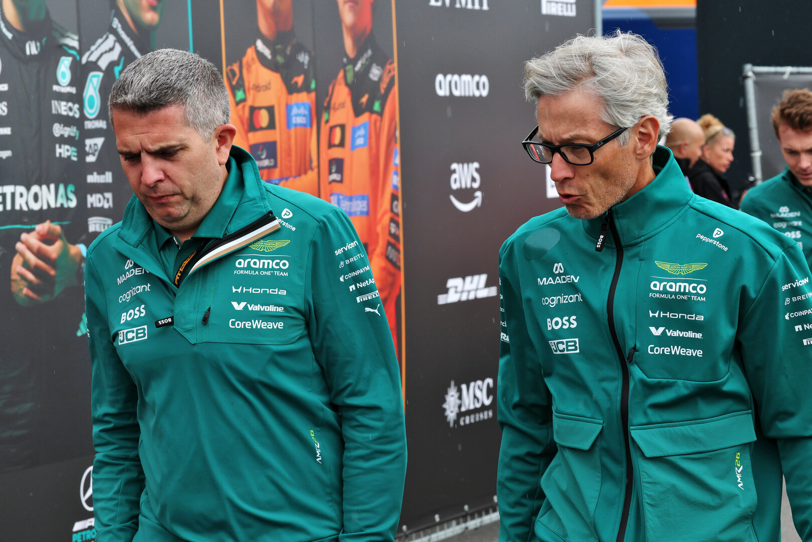 GP OLANDA, (L to R): Chris Cronin (GBR) Aston Martin F1 Team Chief Engineer Trackside / Senior Gara Engineer with Mike Krack (LUX) Aston Martin F1 Team Chief Trackside Officer.
20.08.2026. Formula 1 World Championship, Rd 12, Dutch Grand Prix, Zandvoort, Netherlands, Preparation Day.
- www.xpbimages.com, EMail: requests@xpbimages.com © Copyright: Batchelor / XPB Images