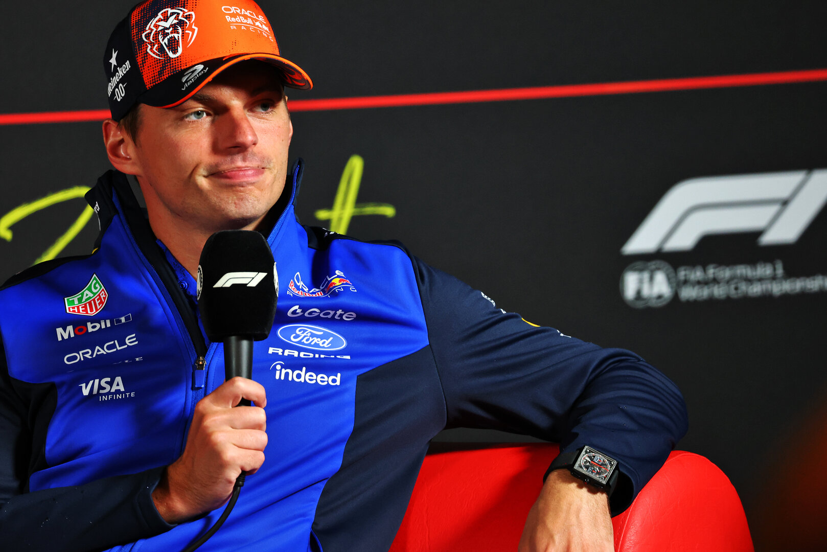GP OLANDA, Max Verstappen (NLD) Red Bull Racing in the FIA Press Conference.
20.08.2026. Formula 1 World Championship, Rd 12, Dutch Grand Prix, Zandvoort, Netherlands, Preparation Day.
- www.xpbimages.com, EMail: requests@xpbimages.com © Copyright: Bearne / XPB Images