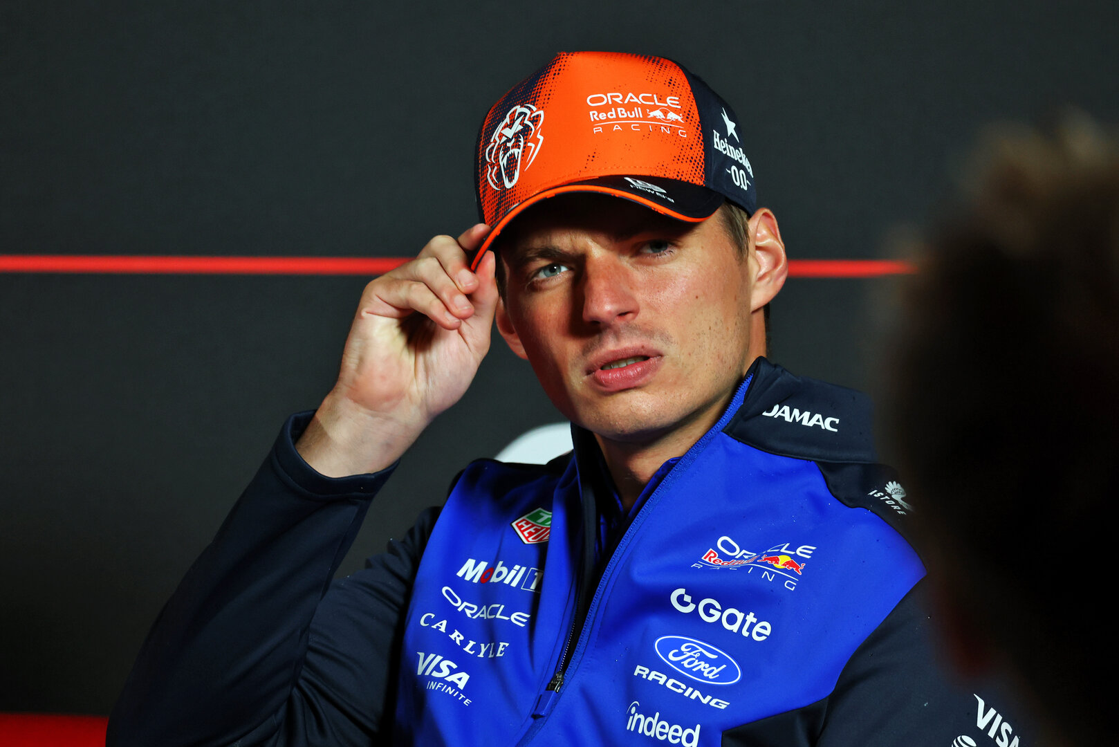 GP OLANDA, Max Verstappen (NLD) Red Bull Racing in the FIA Press Conference.
20.08.2026. Formula 1 World Championship, Rd 12, Dutch Grand Prix, Zandvoort, Netherlands, Preparation Day.
- www.xpbimages.com, EMail: requests@xpbimages.com © Copyright: Bearne / XPB Images