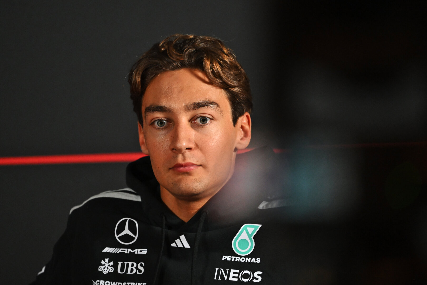 GP OLANDA, George Russell (GBR) Mercedes AMG Formula One Team in the FIA Press Conference.
20.08.2026. Formula 1 World Championship, Rd 12, Dutch Grand Prix, Zandvoort, Netherlands, Preparation Day.
- www.xpbimages.com, EMail: requests@xpbimages.com © Copyright: Price / XPB Images