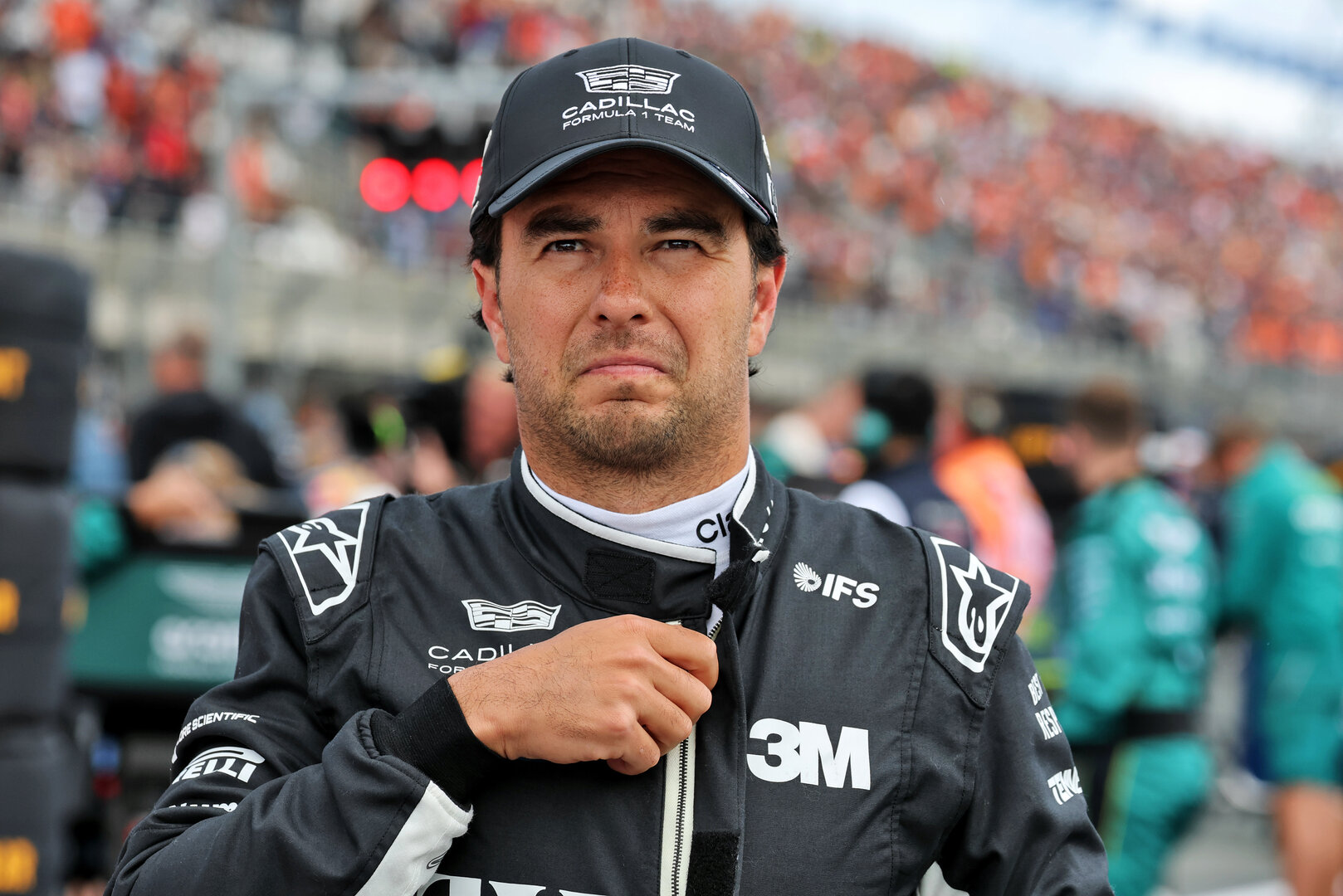 GP OLANDA, Sergio Perez (MEX) Cadillac Formula 1 Team on the grid.
22.08.2026. Formula 1 World Championship, Rd 12, Dutch Grand Prix, Zandvoort, Netherlands, Sprint e Qualifiche Day.
- www.xpbimages.com, EMail: requests@xpbimages.com © Copyright: Moy / XPB Images