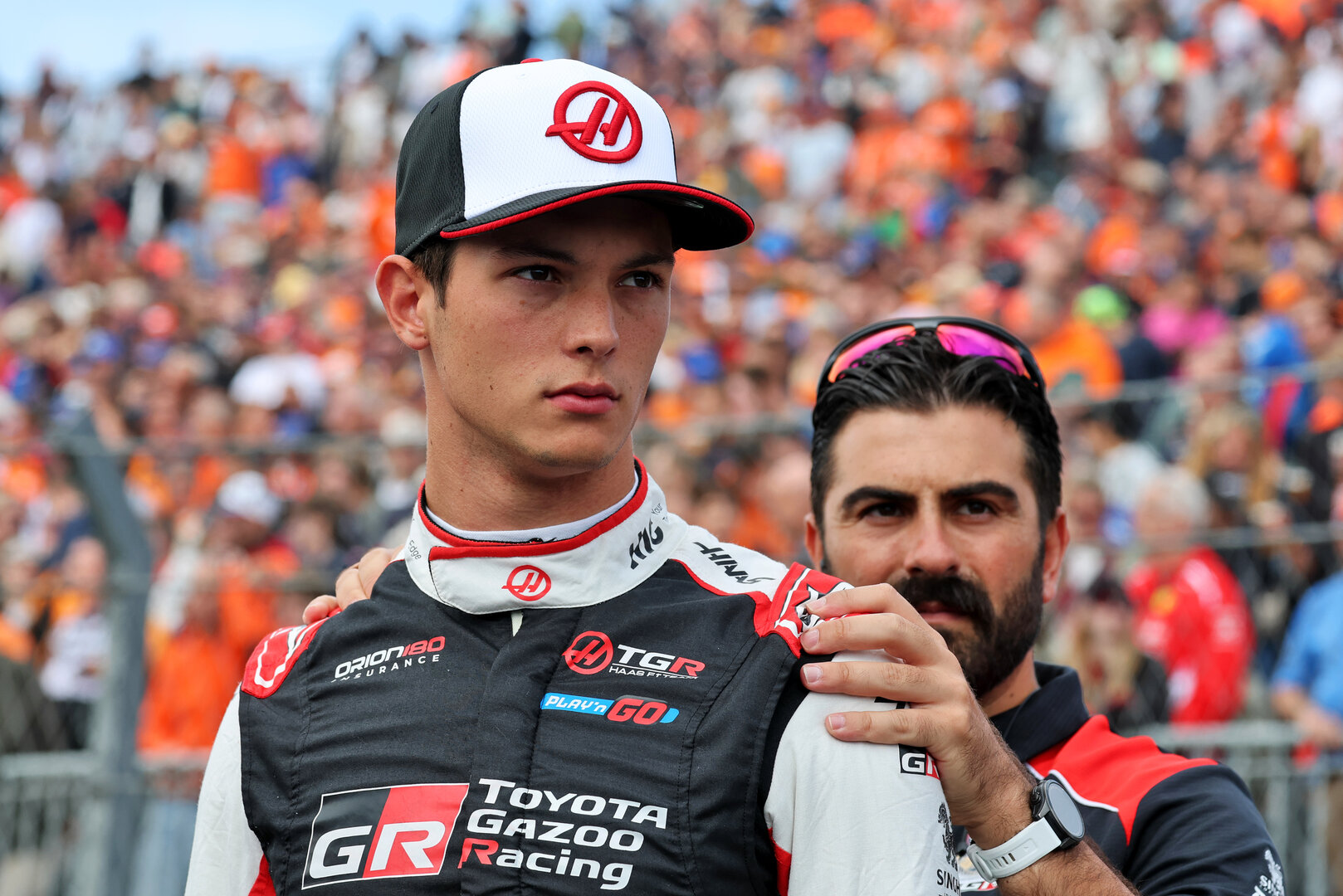 GP OLANDA, Oliver Bearman (GBR) Haas F1 Team on the grid.
22.08.2026. Formula 1 World Championship, Rd 12, Dutch Grand Prix, Zandvoort, Netherlands, Sprint e Qualifiche Day.
- www.xpbimages.com, EMail: requests@xpbimages.com © Copyright: Moy / XPB Images