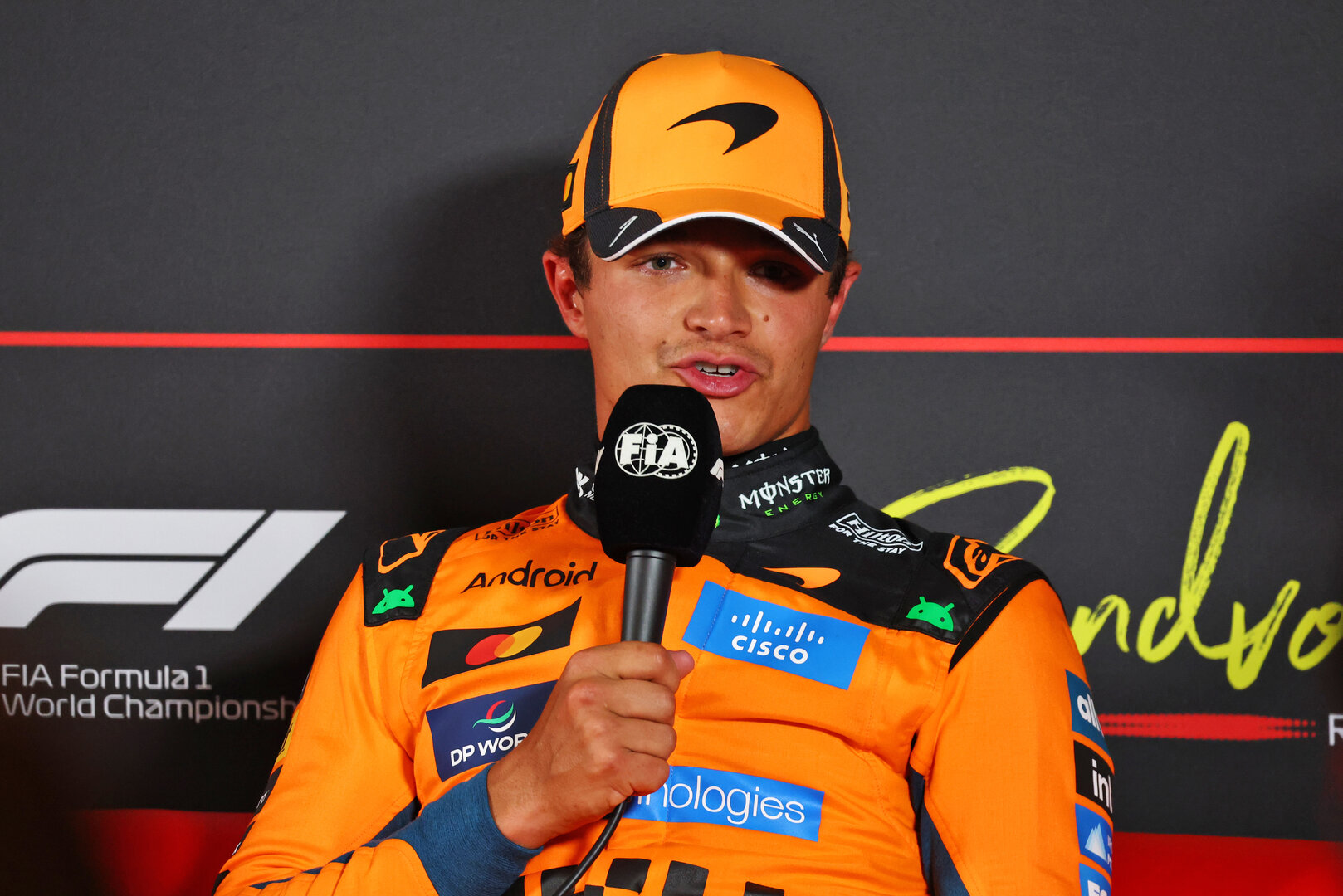 GP OLANDA, Lando Norris (GBR) McLaren F1 Team in the post qualifying FIA Press Conference.
22.08.2026. Formula 1 World Championship, Rd 12, Dutch Grand Prix, Zandvoort, Netherlands, Sprint e Qualifiche Day.
- www.xpbimages.com, EMail: requests@xpbimages.com © Copyright: Bearne / XPB Images