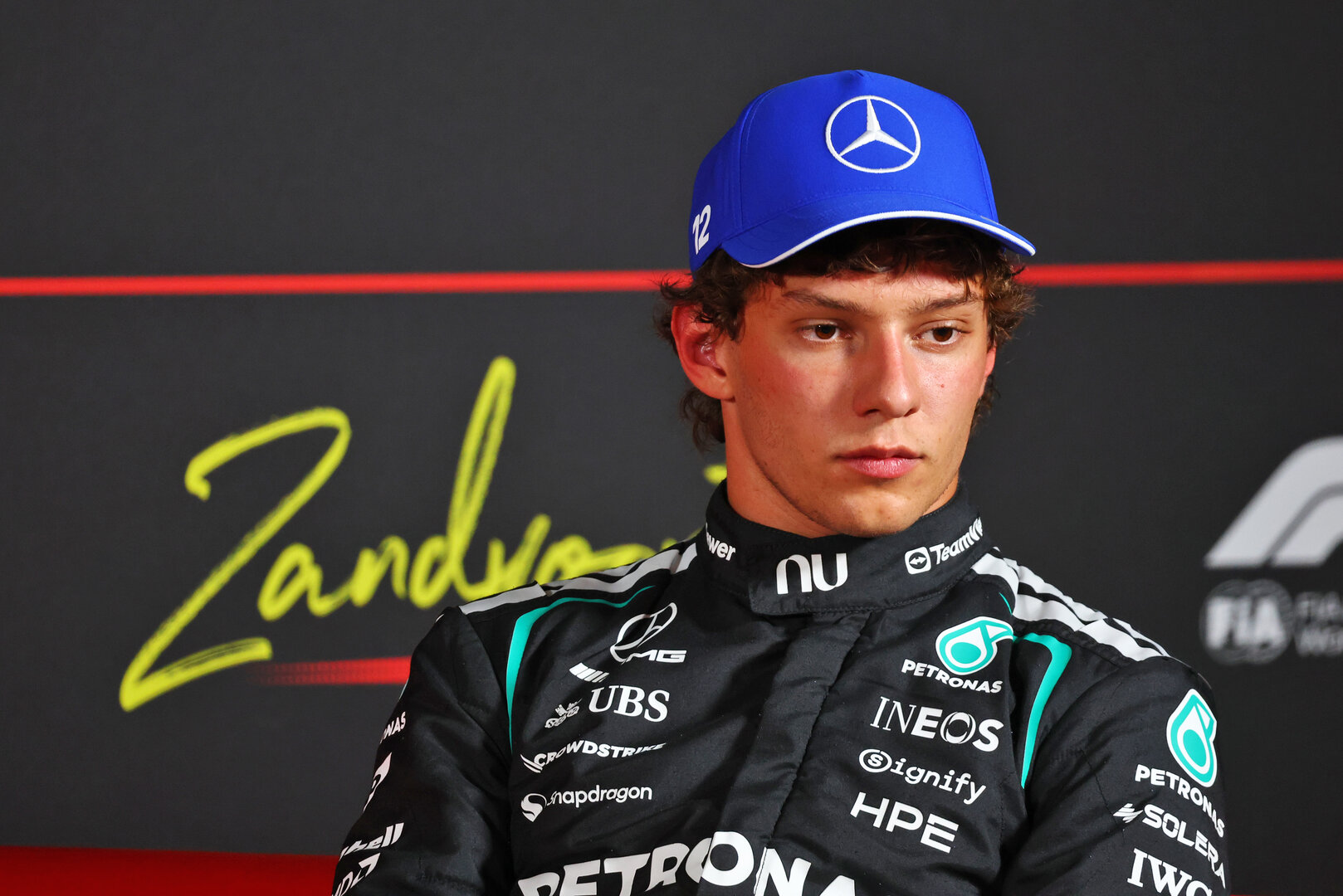 GP OLANDA, Andrea Kimi Antonelli (ITA) Mercedes AMG Formula One Team in the post qualifying FIA Press Conference.
22.08.2026. Formula 1 World Championship, Rd 12, Dutch Grand Prix, Zandvoort, Netherlands, Sprint e Qualifiche Day.
- www.xpbimages.com, EMail: requests@xpbimages.com © Copyright: Bearne / XPB Images