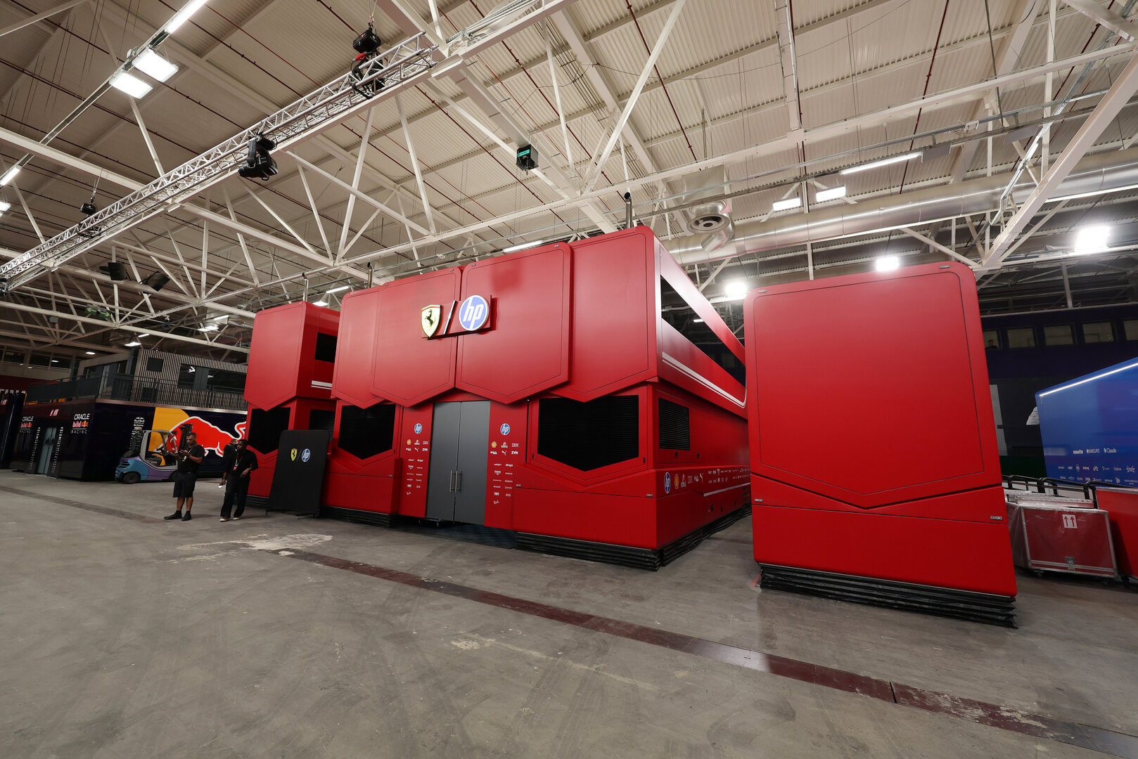 GP SPAGNA,
Ferrari trucks in the indoor paddock area. 10.09.2026. Formula 1 World Championship, Rd 14, Spanish Grand Prix, Madrid, Spain, Preparation Day.
- www.xpbimages.com, EMail: requests@xpbimages.com © Copyright: XPB Images