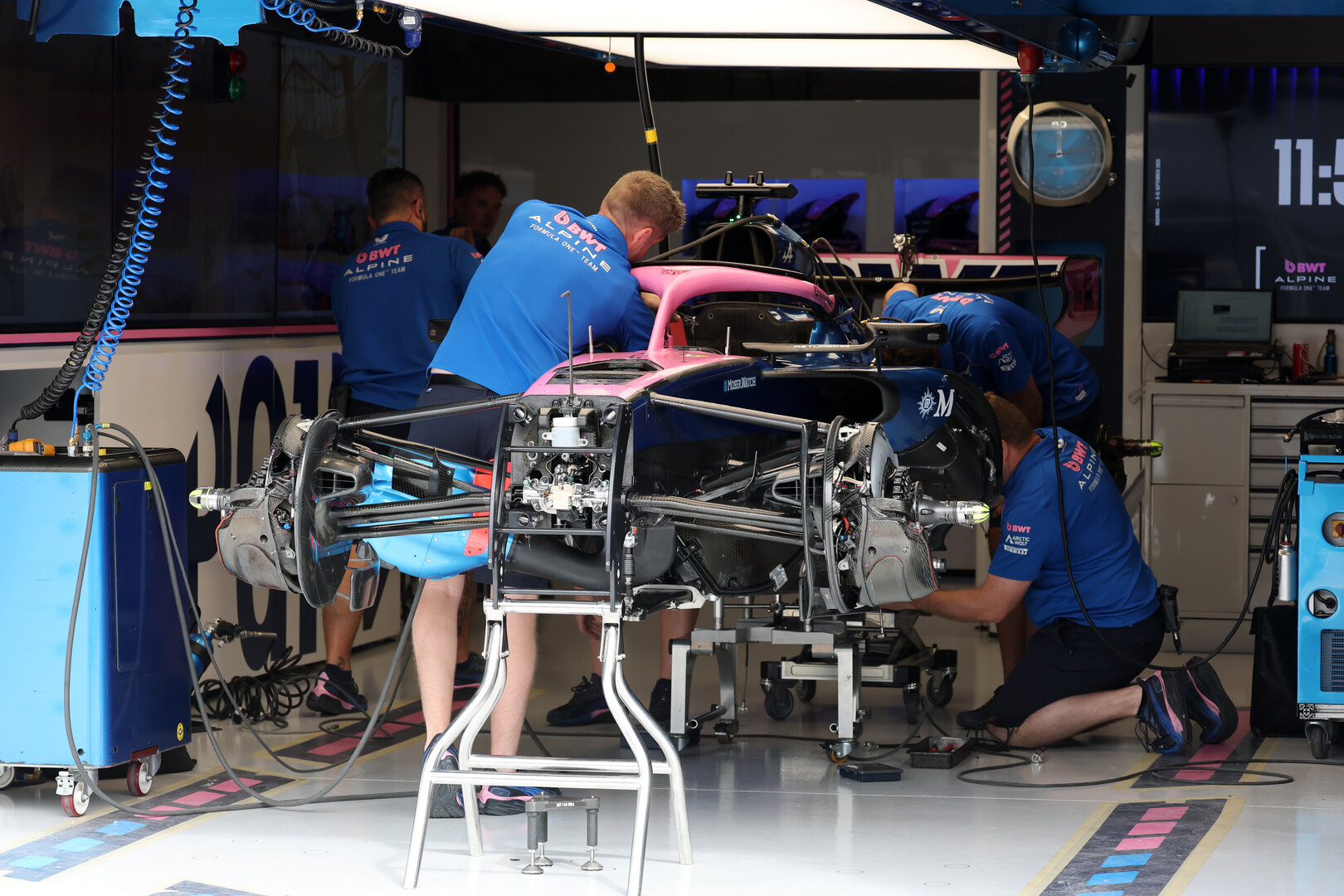 GP SPAGNA, Mechanics work on Alpine F1 Team A526.10.09.2026. Formula 1 World Championship, Rd 14, Spanish Grand Prix, Madrid, Spain, Preparation Day.- www.xpbimages.com, EMail: requests@xpbimages.com © Copyright: XPB Images