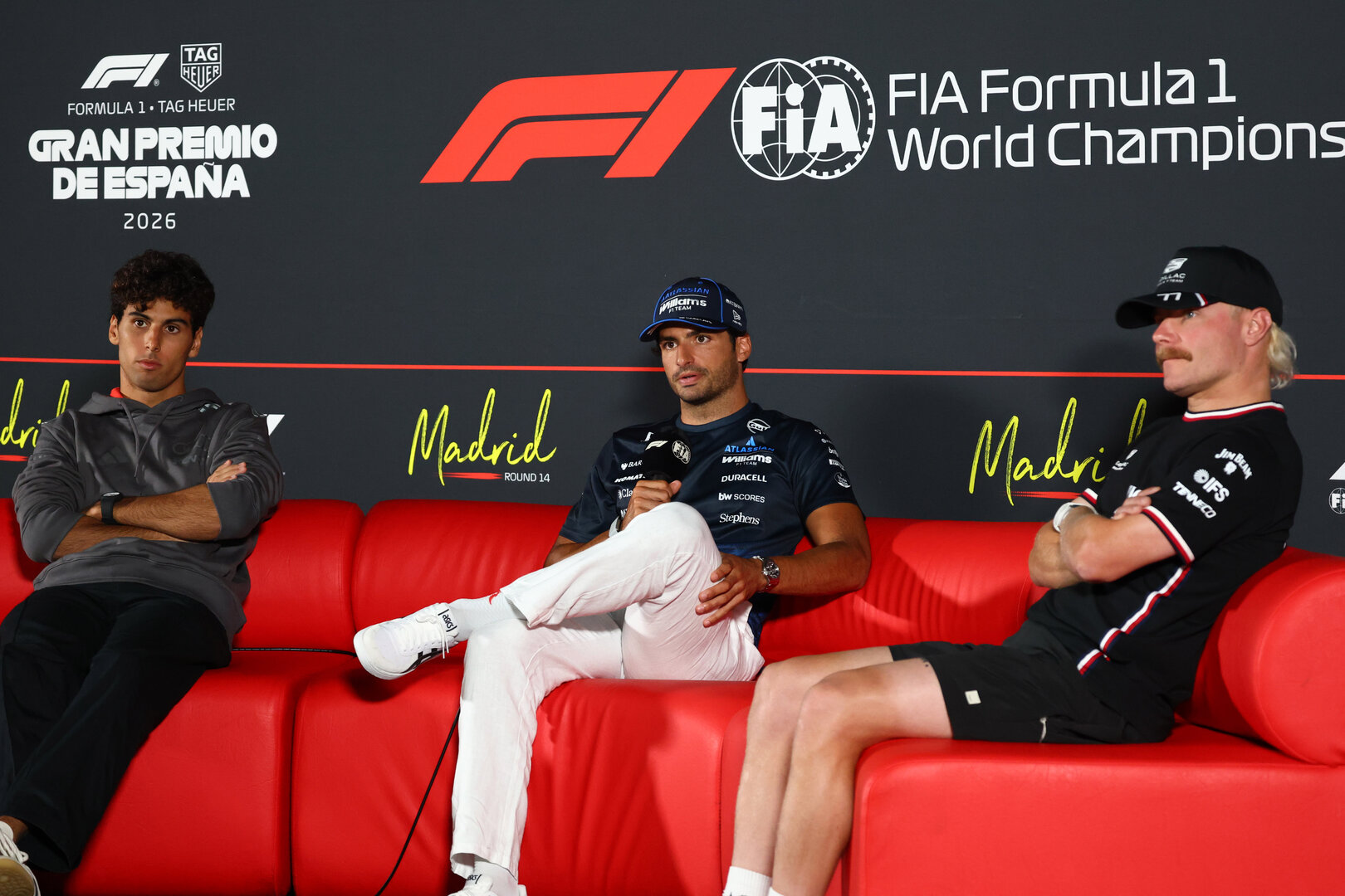 GP SPAGNA, Gabriel Bortoleto (BRA) Audi F1 Team with Carlos Sainz (ESP) Atlassian Williams Racing e Valtteri Bottas (FIN) Cadillac Formula 1 Team.
10.09.2026. Formula 1 World Championship, Rd 14, Spanish Grand Prix, Madrid, Spain, Preparation Day.
- www.xpbimages.com, EMail: requests@xpbimages.com © Copyright: Bearne / XPB Images