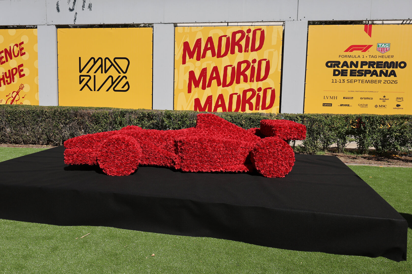 GP SPAGNA, Car Display made of flowers.10.09.2026. Formula 1 World Championship, Rd 14, Spanish Grand Prix, Madrid, Spain, Preparation Day.- www.xpbimages.com, EMail: requests@xpbimages.com © Copyright: XPB Images