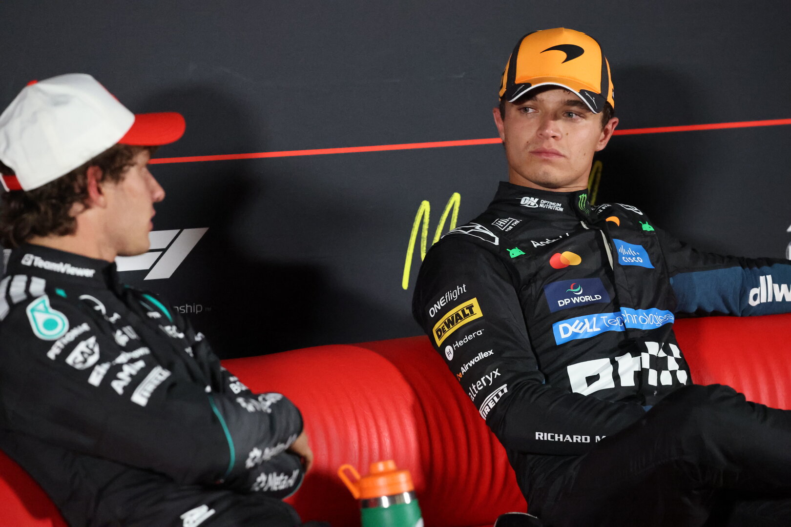 GP SPAGNA, (L to R): Andrea Kimi Antonelli (ITA) Mercedes AMG Formula One Team e Lando Norris (GBR) McLaren F1 Team in the post qualifying FIA Press Conference.
12.09.2026. Formula 1 World Championship, Rd 14, Spanish Grand Prix, Madrid, Spain, Qualifiche Day.
- www.xpbimages.com, EMail: requests@xpbimages.com © Copyright: Batchelor / XPB Images