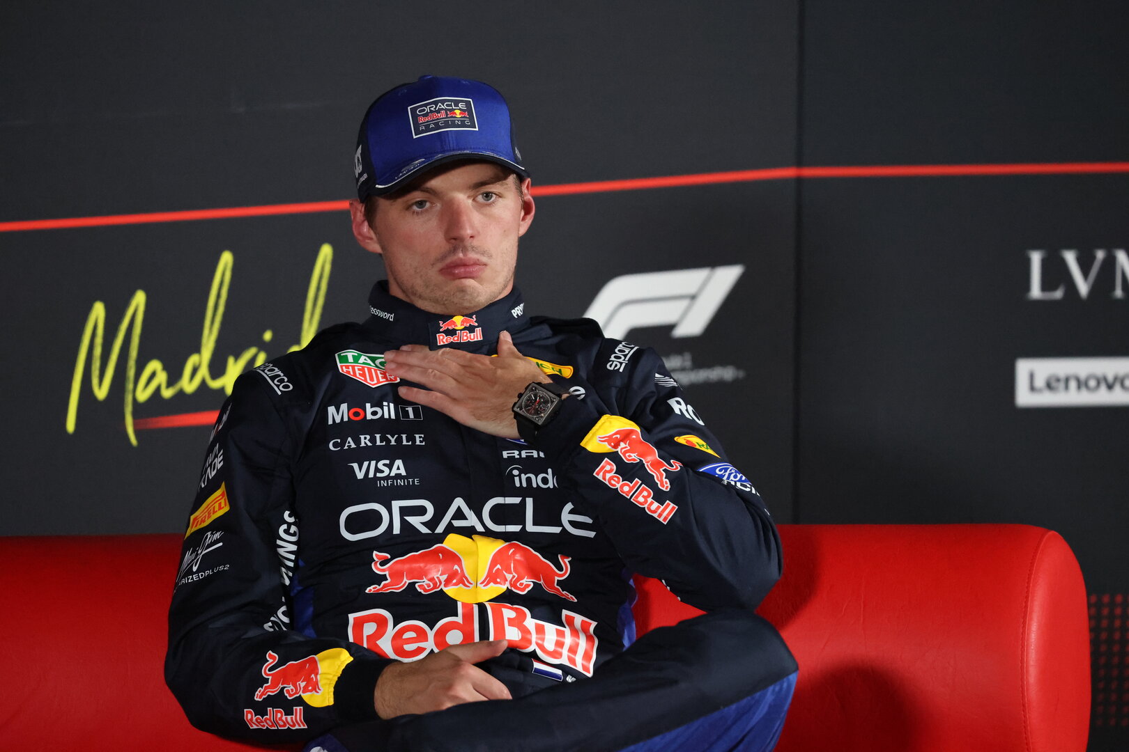 GP SPAGNA, Max Verstappen (NLD) Red Bull Racing in the post qualifying FIA Press Conference.
12.09.2026. Formula 1 World Championship, Rd 14, Spanish Grand Prix, Madrid, Spain, Qualifiche Day.
- www.xpbimages.com, EMail: requests@xpbimages.com © Copyright: Batchelor / XPB Images