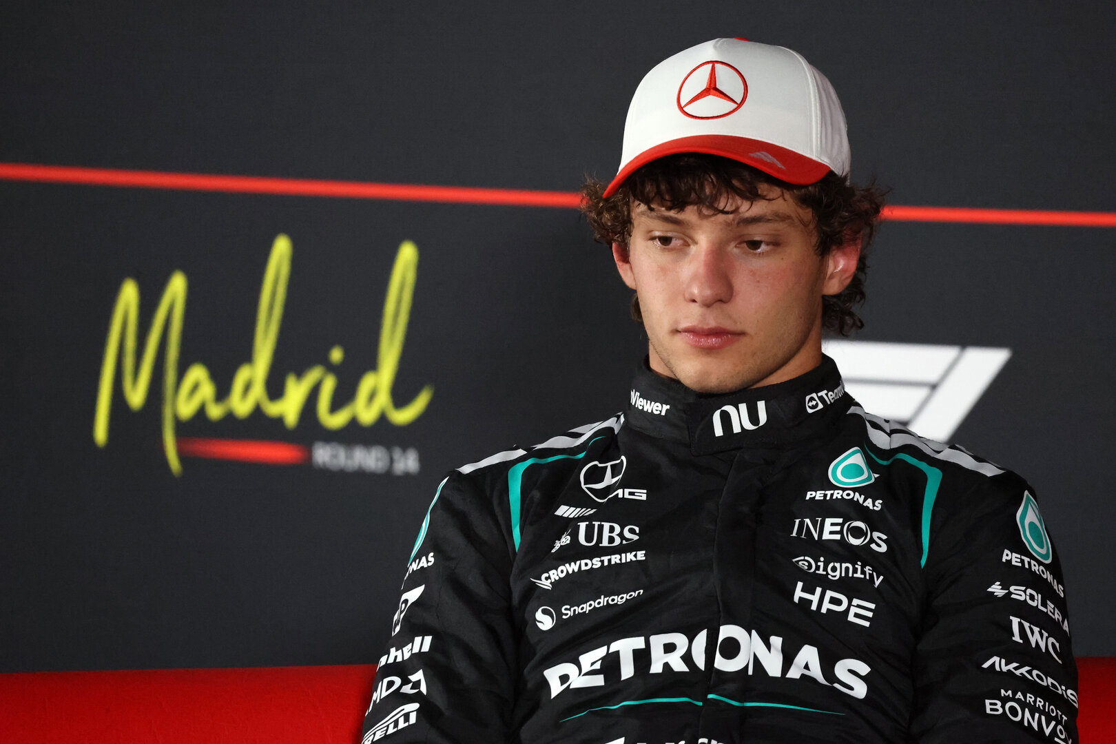 GP SPAGNA, Andrea Kimi Antonelli (ITA) Mercedes AMG Formula One Team in the post qualifying FIA Press Conference.
12.09.2026. Formula 1 World Championship, Rd 14, Spanish Grand Prix, Madrid, Spain, Qualifiche Day.
- www.xpbimages.com, EMail: requests@xpbimages.com © Copyright: Batchelor / XPB Images