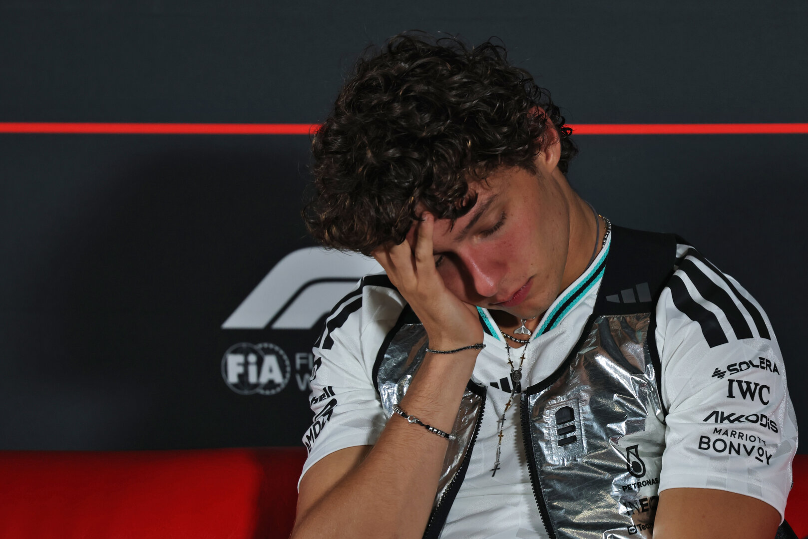 GP SPAGNA, Andrea Kimi Antonelli (ITA) Mercedes AMG Formula One Team in the post race FIA Press Conference.
13.09.2026. Formula 1 World Championship, Rd 14, Spanish Grand Prix, Madrid, Spain, Gara Day.
- www.xpbimages.com, EMail: requests@xpbimages.com © Copyright: Batchelor / XPB Images