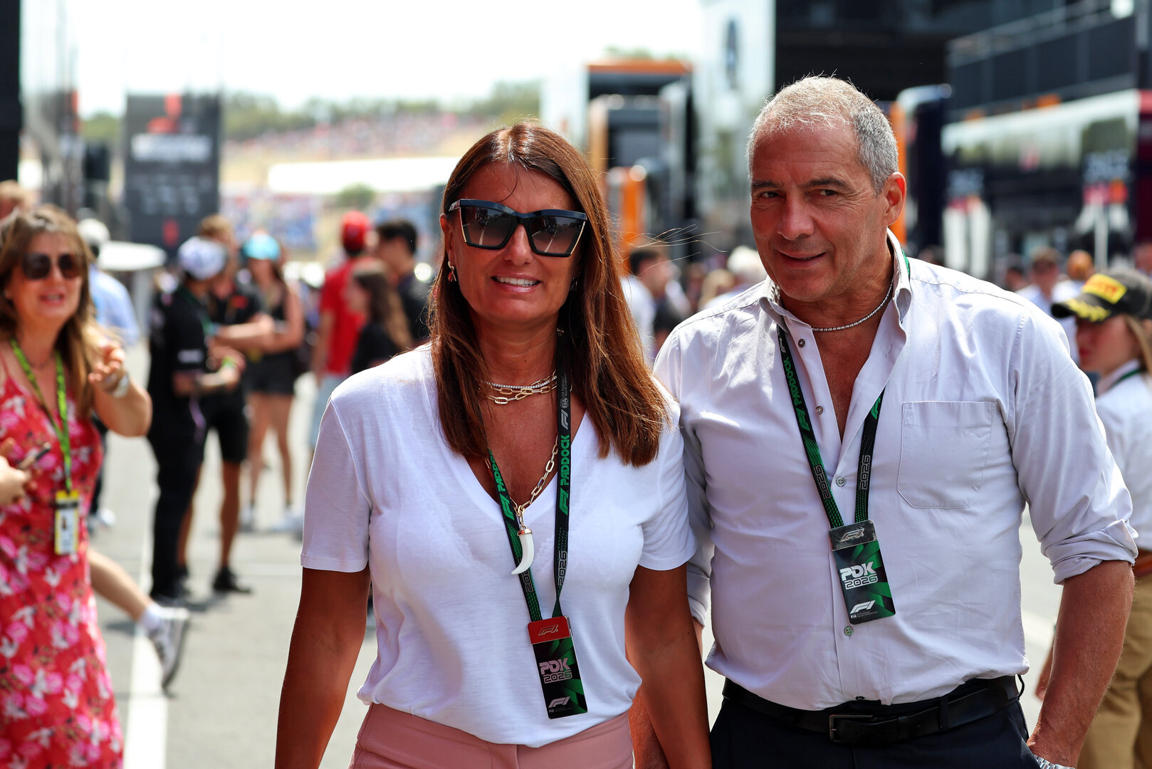 GP UNGHERIA, (L to R): Elisabetta Antonelli (ITA) with her husband Marco Antonelli (ITA).
26.07.2026. Formula 1 World Championship, Rd 11, Hungarian Grand Prix, Budapest, Hungary, Gara Day.
 - www.xpbimages.com, EMail: requests@xpbimages.com © Copyright: Rew / XPB Images