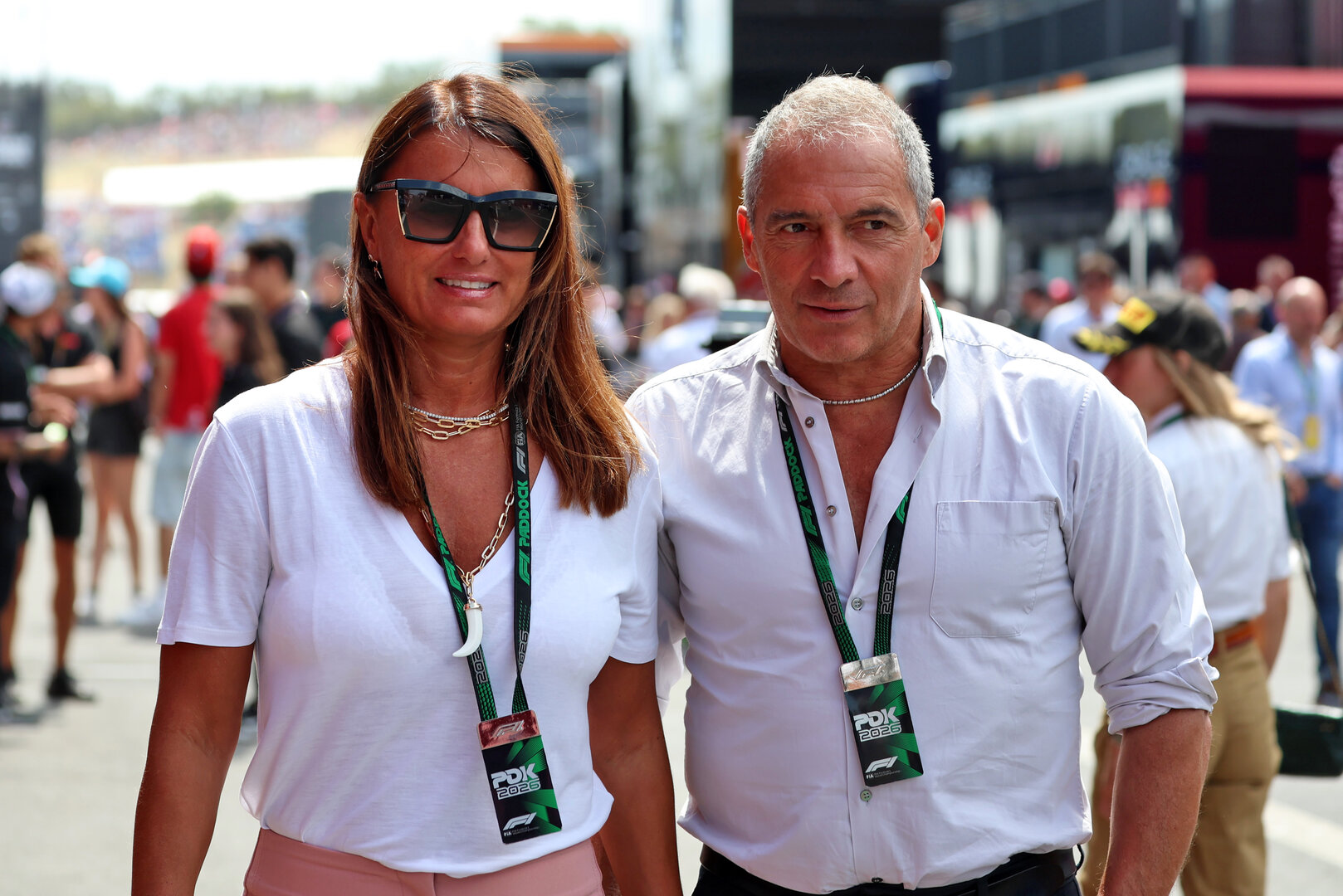 GP UNGHERIA, (L to R): Elisabetta Antonelli (ITA) with her husband Marco Antonelli (ITA).
26.07.2026. Formula 1 World Championship, Rd 11, Hungarian Grand Prix, Budapest, Hungary, Gara Day.
 - www.xpbimages.com, EMail: requests@xpbimages.com © Copyright: Rew / XPB Images
