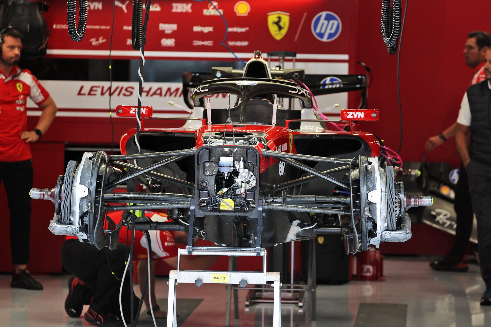 GP UNGHERIA, Ferrari SF-26 being prepared by meccanici in the pit garage.
23.07.2026. Formula 1 World Championship, Rd 11, Hungarian Grand Prix, Budapest, Hungary, Preparation Day.
- www.xpbimages.com, EMail: requests@xpbimages.com © Copyright: Moy / XPB Images
