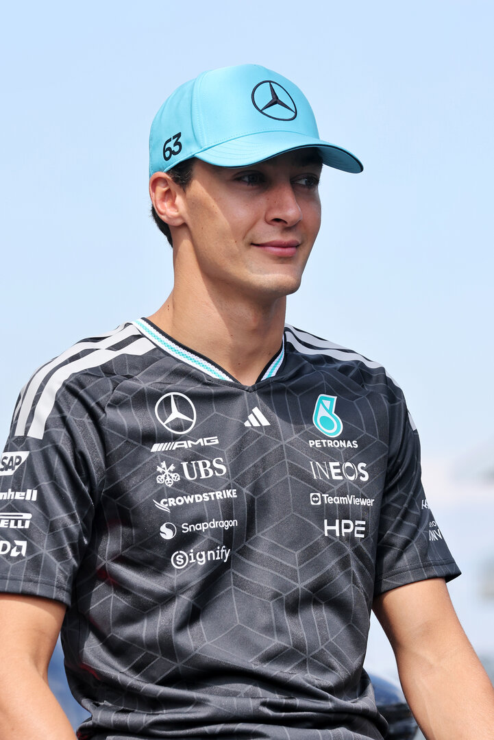GP UNGHERIA, George Russell (GBR) Mercedes AMG Formula One Team celebrates 30 years of the Mercedes FIA Safety Car. 
23.07.2026. Formula 1 World Championship, Rd 11, Hungarian Grand Prix, Budapest, Hungary, Preparation Day.
- www.xpbimages.com, EMail: requests@xpbimages.com © Copyright: Moy / XPB Images