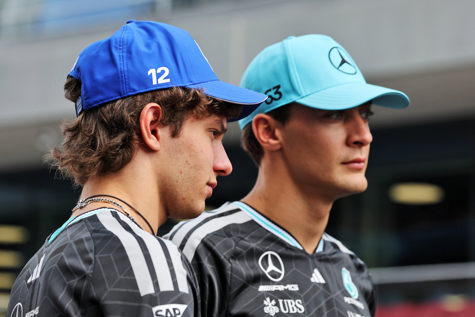 GP UNGHERIA, (L to R): Andrea Kimi Antonelli (ITA) Mercedes AMG Formula One Team e George Russell (GBR) Mercedes AMG Formula One Team.
23.07.2026. Formula 1 World Championship, Rd 11, Hungarian Grand Prix, Budapest, Hungary, Preparation Day.
- www.xpbimages.com, EMail: requests@xpbimages.com © Copyright: Moy / XPB Images