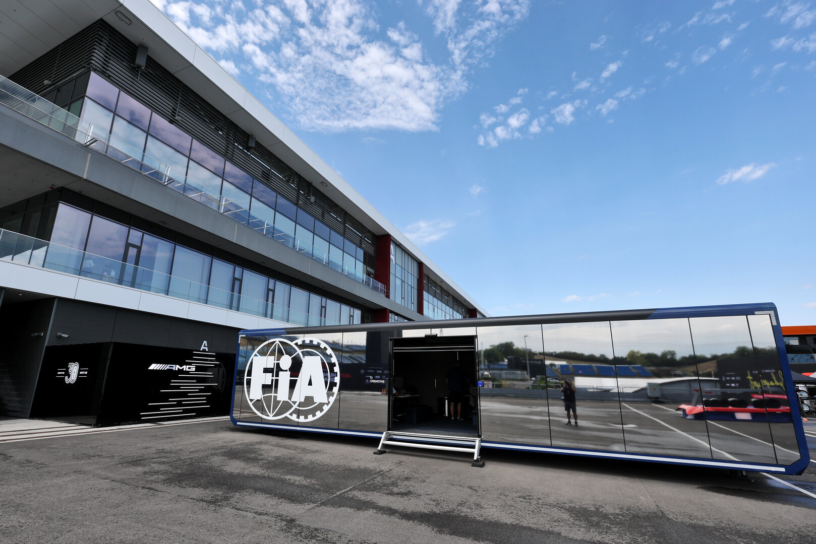GP UNGHERIA, FIA motorhome in the paddock.
23.07.2026. Formula 1 World Championship, Rd 11, Hungarian Grand Prix, Budapest, Hungary, Preparation Day.
- www.xpbimages.com, EMail: requests@xpbimages.com © Copyright: Moy / XPB Images