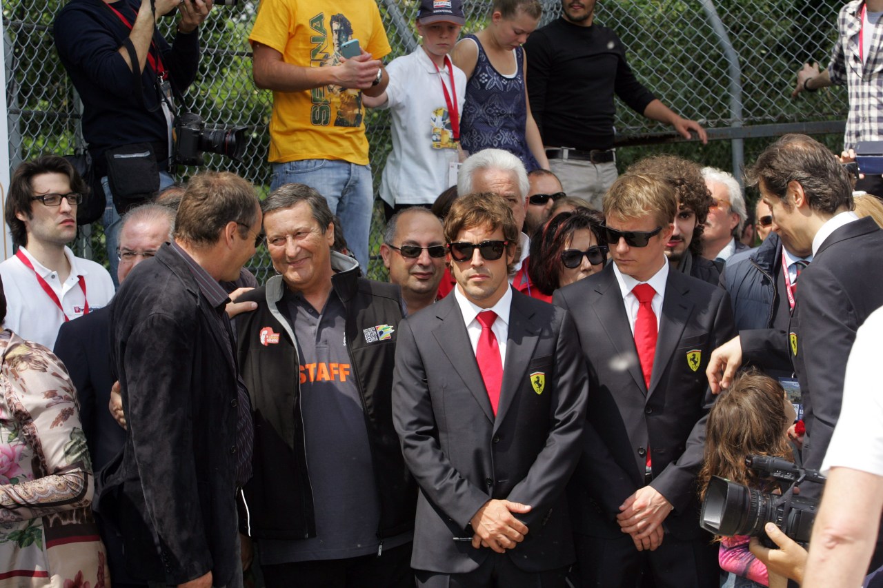 Commemoration ceremony at the Tamburello curve atmosphere
Fernando Alonso and Kimi Raikkonen