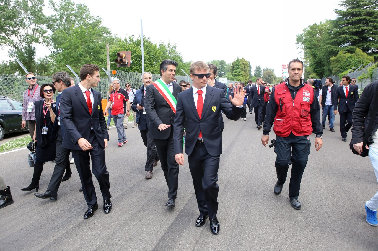 Commemoration ceremony at the Tamburello curve atmosphere.Kimi Raikkonen