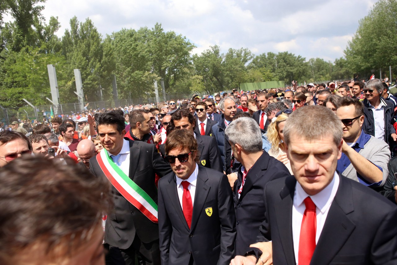 Commemoration ceremony at the Tamburello curve atmosphere.Fernando Alonso