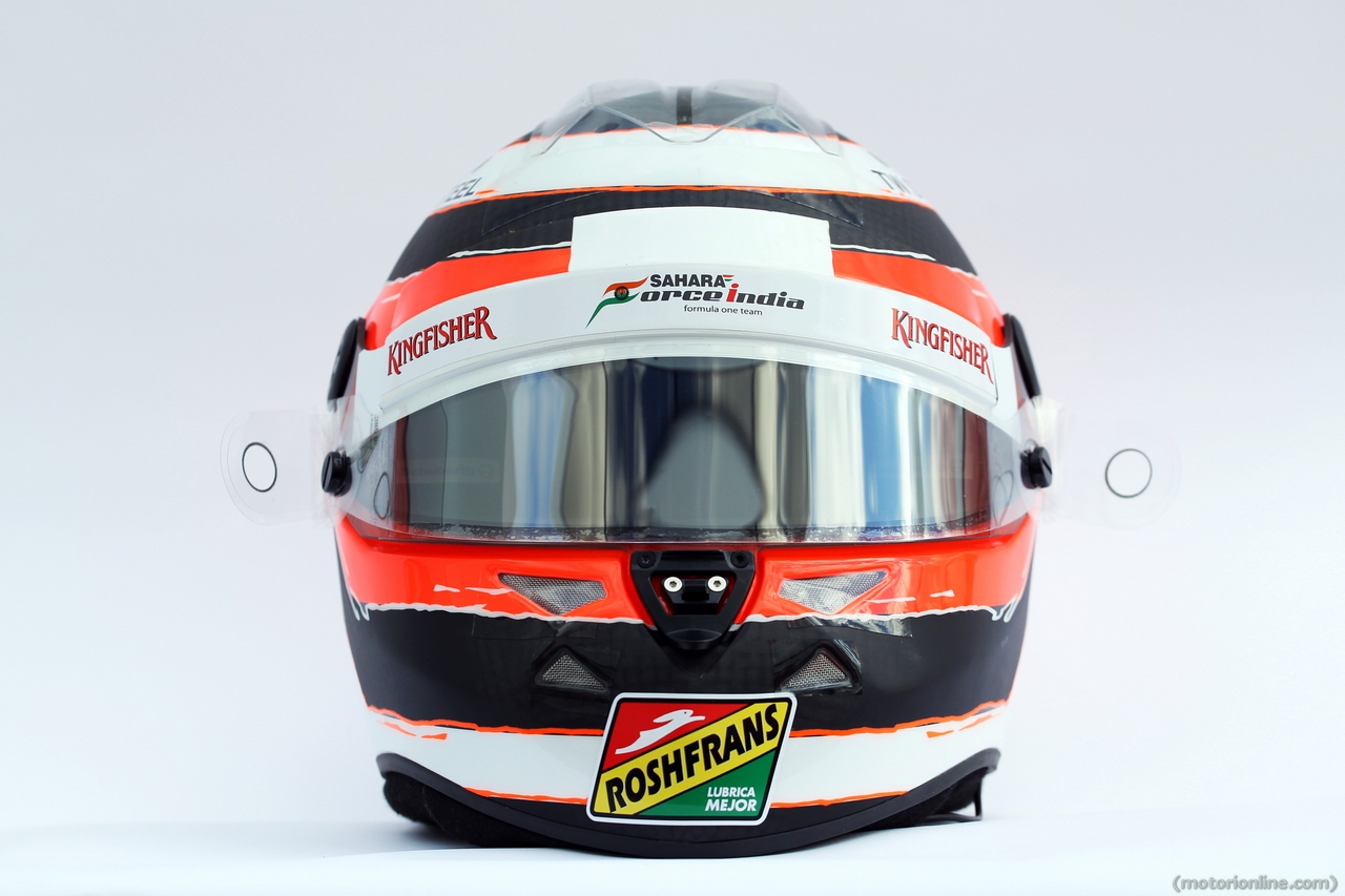 The helmet of Nico Hulkenberg (GER) Sahara Force India F1.
29.01.2014. Formula One Testing, Day Two, Jerez, Spain.