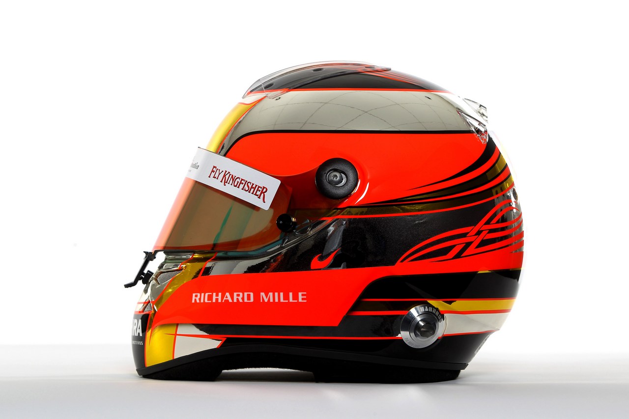 
The helmet of Jules Bianchi (FRA)  - Sahara Force India Formula One Team driver studio photoshoot 