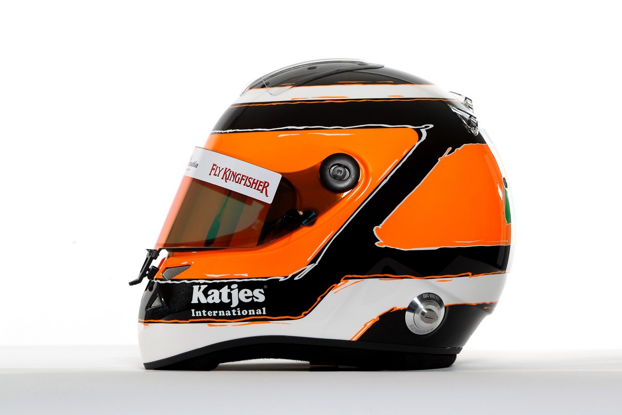 
The helmet of Nico Hulkenberg (GER) - Sahara Force India Formula One Team driver studio photoshoot 