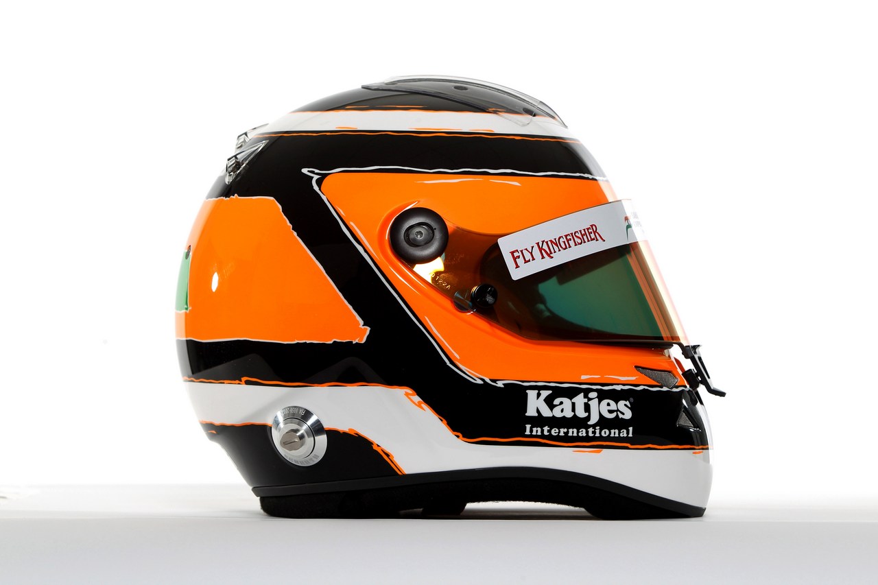 
The helmet of Nico Hulkenberg (GER) - Sahara Force India Formula One Team driver studio photoshoot 