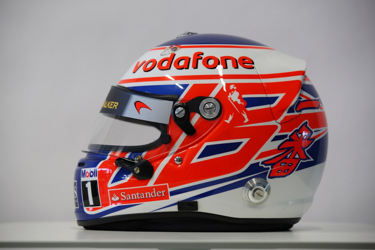 Jenson Button (GBR), McLaren Mercedes, helmet - Vodafone McLaren Mercedes MP4-27 launch, McLaren Technology Centre 