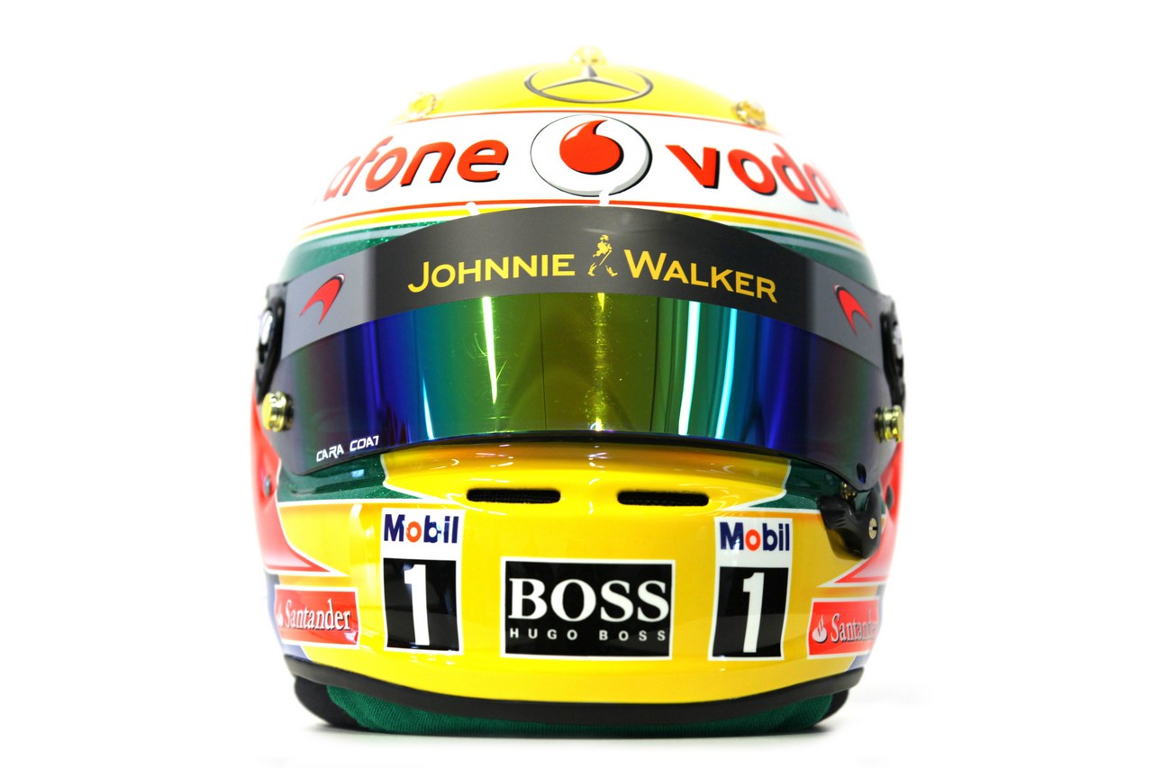 08.02.2012 Jerez, Spain,
Lewis Hamilton (GBR), McLaren Mercedes helmet - Formula 1 Testing, day 1 - Formula 1 World Championship 