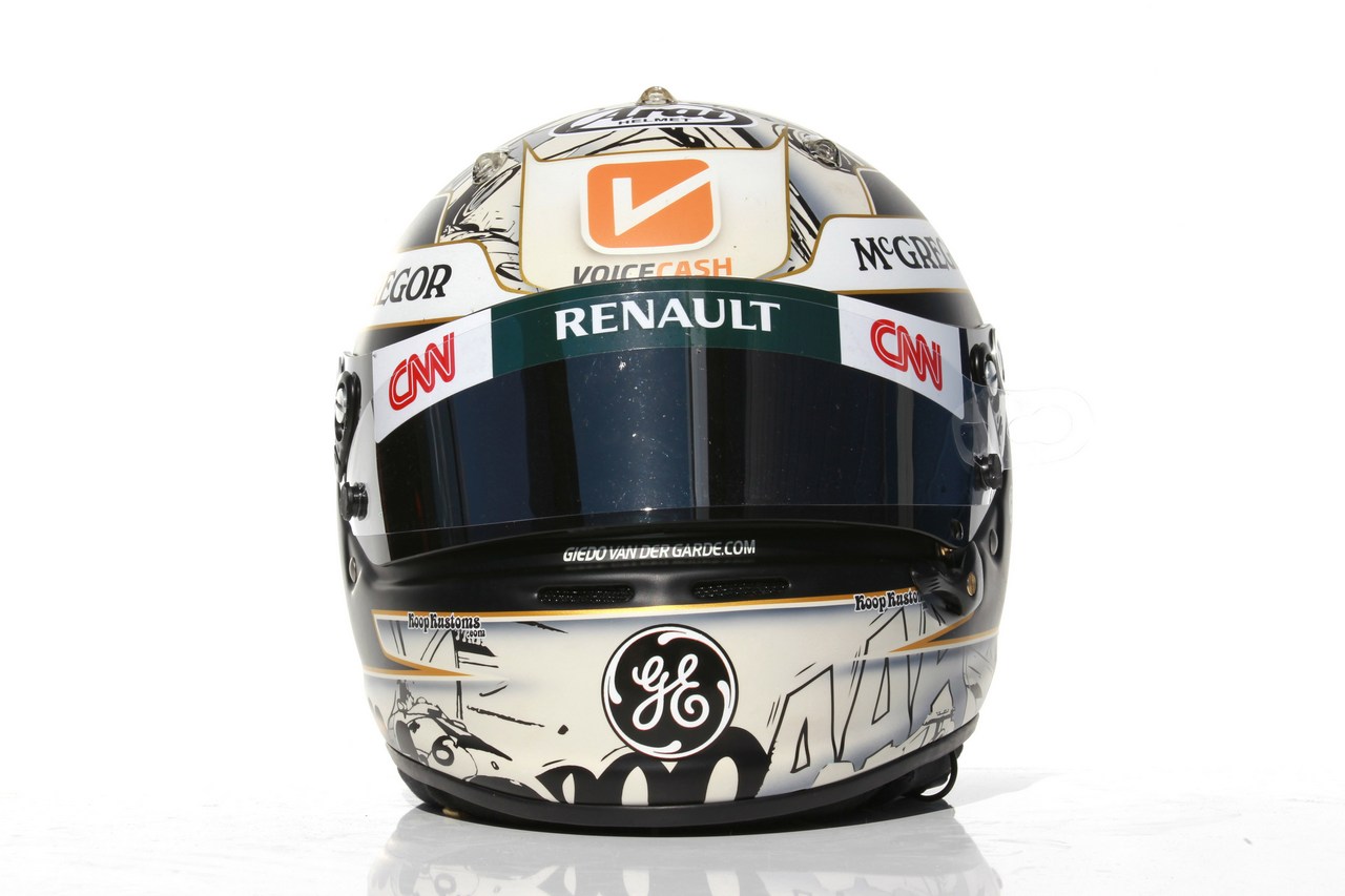 09.02.2012 Jerez, Spain,
Giedo van der Garde (NED), Caterham F1 Team test Driver helmet - Formula 1 Testing, day 1 - Formula 1 World Championship 