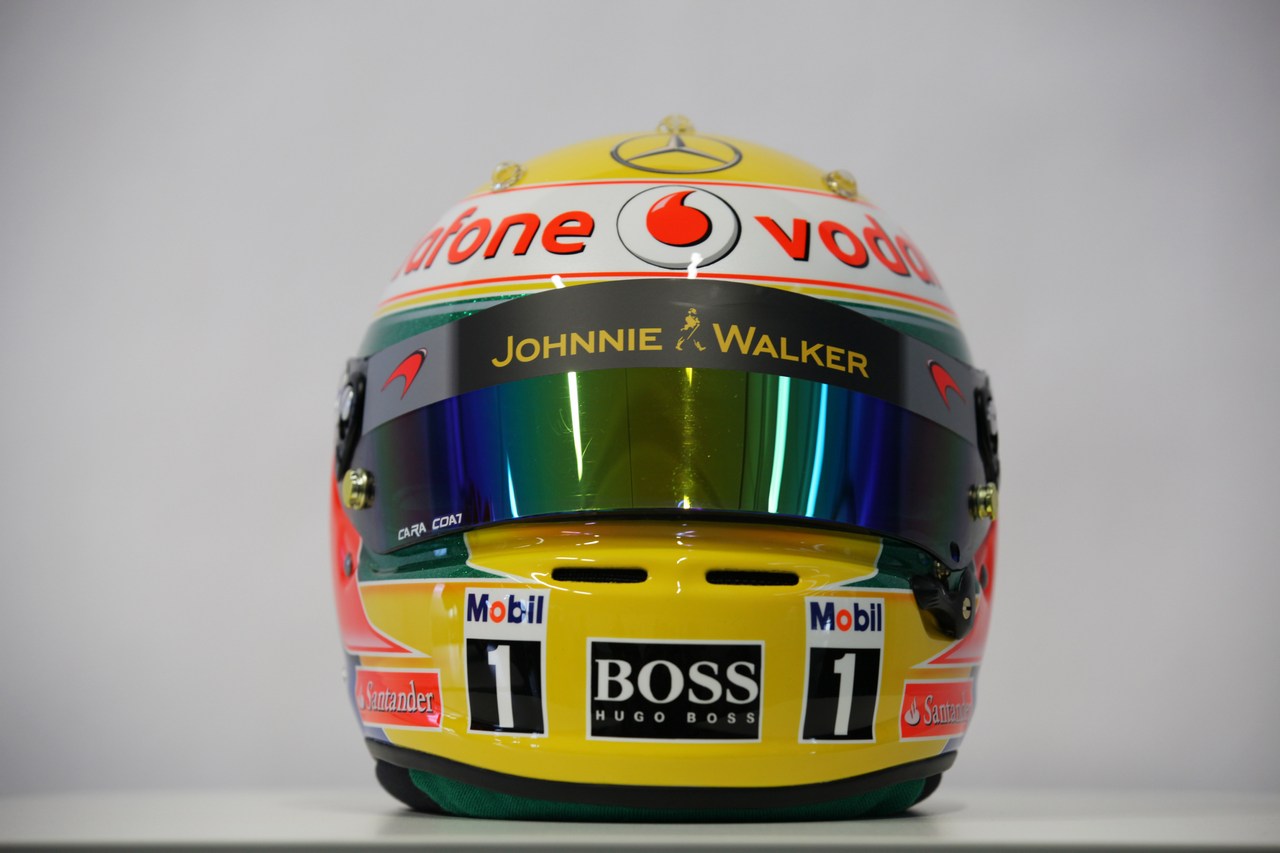 Lewis Hamilton (GBR), McLaren Mercedes helmet - Vodafone McLaren Mercedes MP4-27 launch, McLaren Technology Centre 