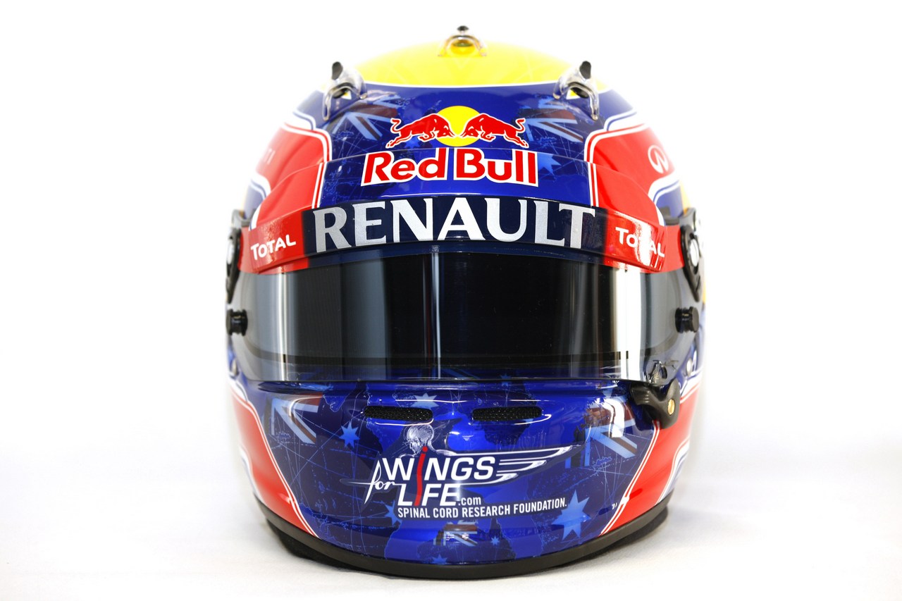 09.02.2012 Jerez, Spain,
Mark Webber (AUS), Red Bull Racing  helmet - Formula 1 Testing, day 1 - Formula 1 World Championship 