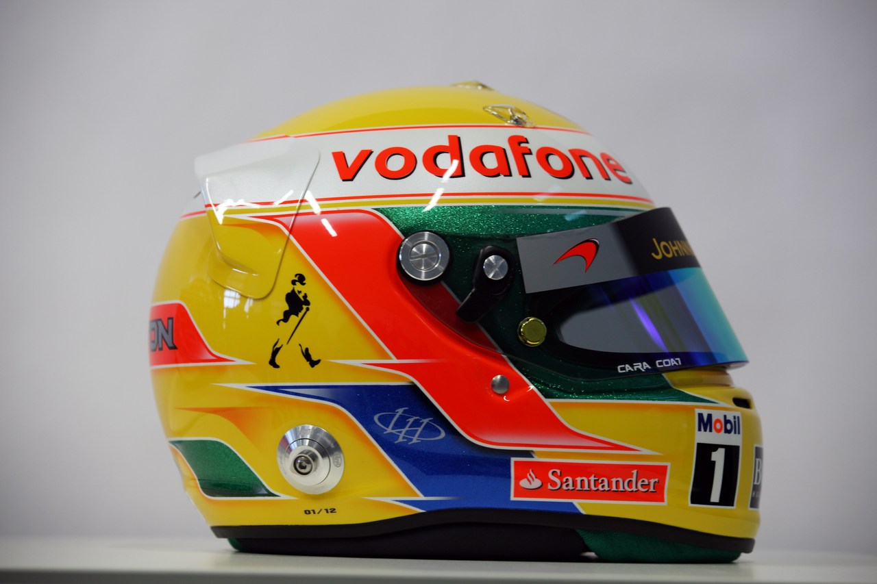 Lewis Hamilton (GBR), McLaren Mercedes, helmmet - Vodafone McLaren Mercedes MP4-27 launch, McLaren Technology Centre 