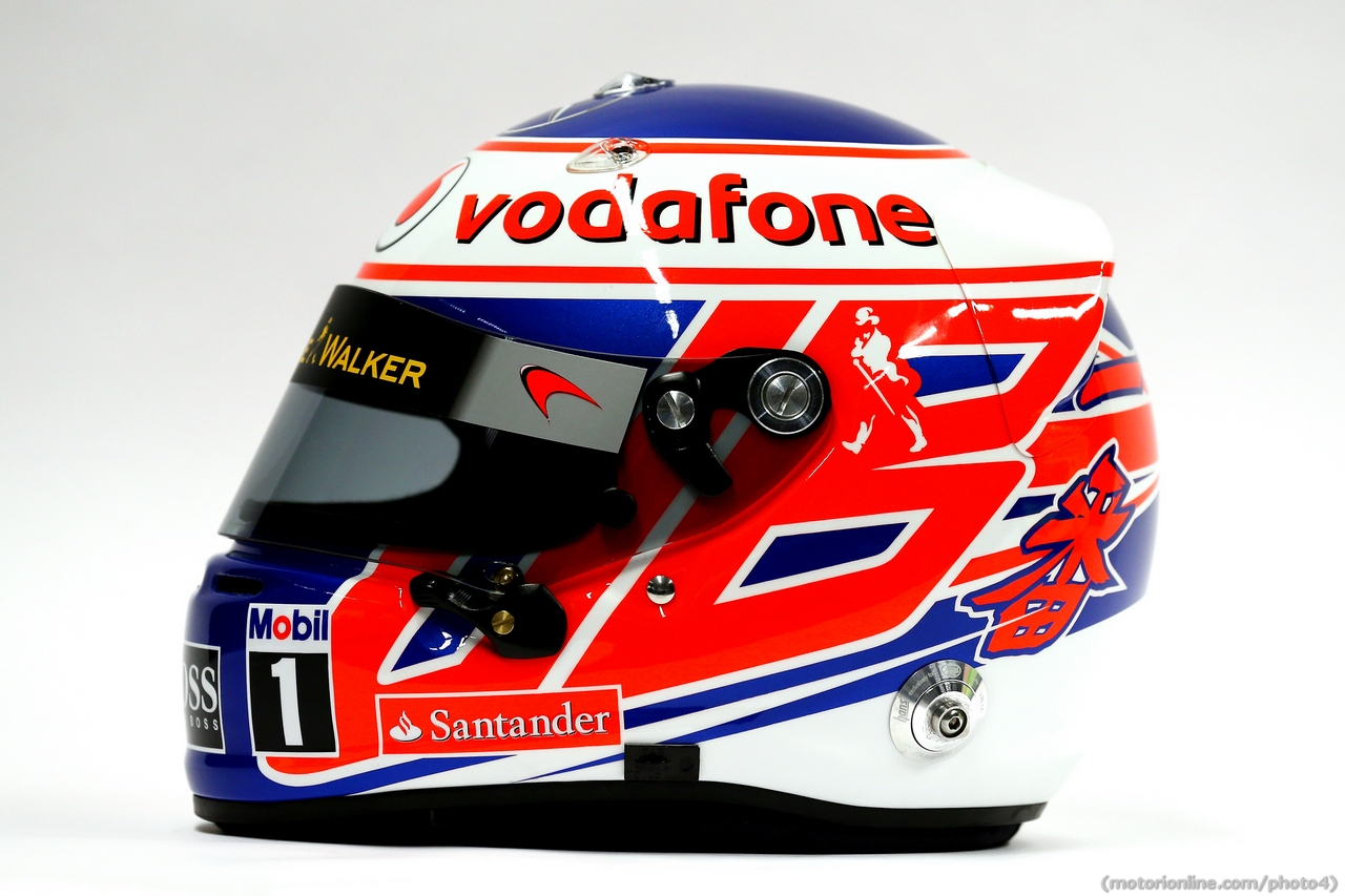 The helmet of Jenson Button (GBR) McLaren.
31.01.2013. McLaren MP4-28 Launch, McLaren Technology Centre, Woking, England.
