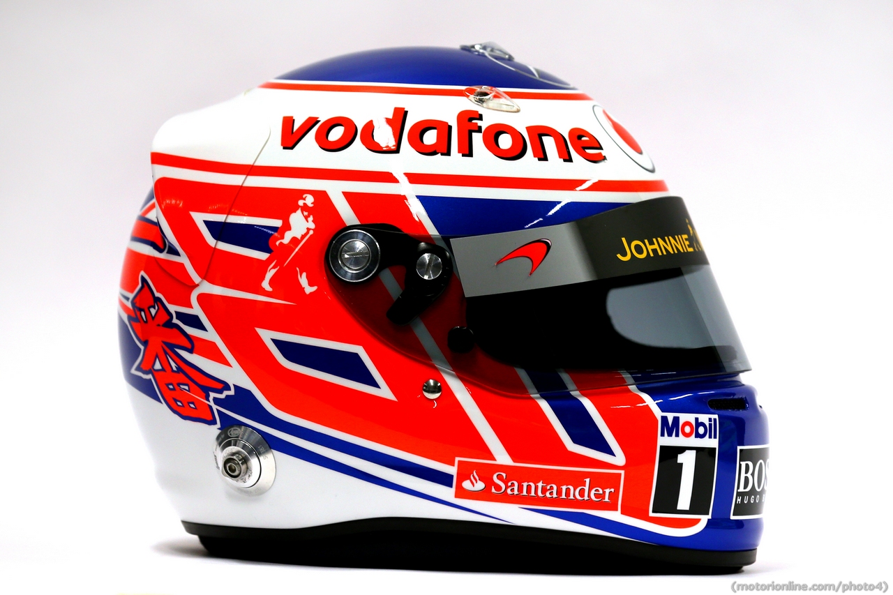 The helmet of Jenson Button (GBR) McLaren.
31.01.2013. McLaren MP4-28 Launch, McLaren Technology Centre, Woking, England.
