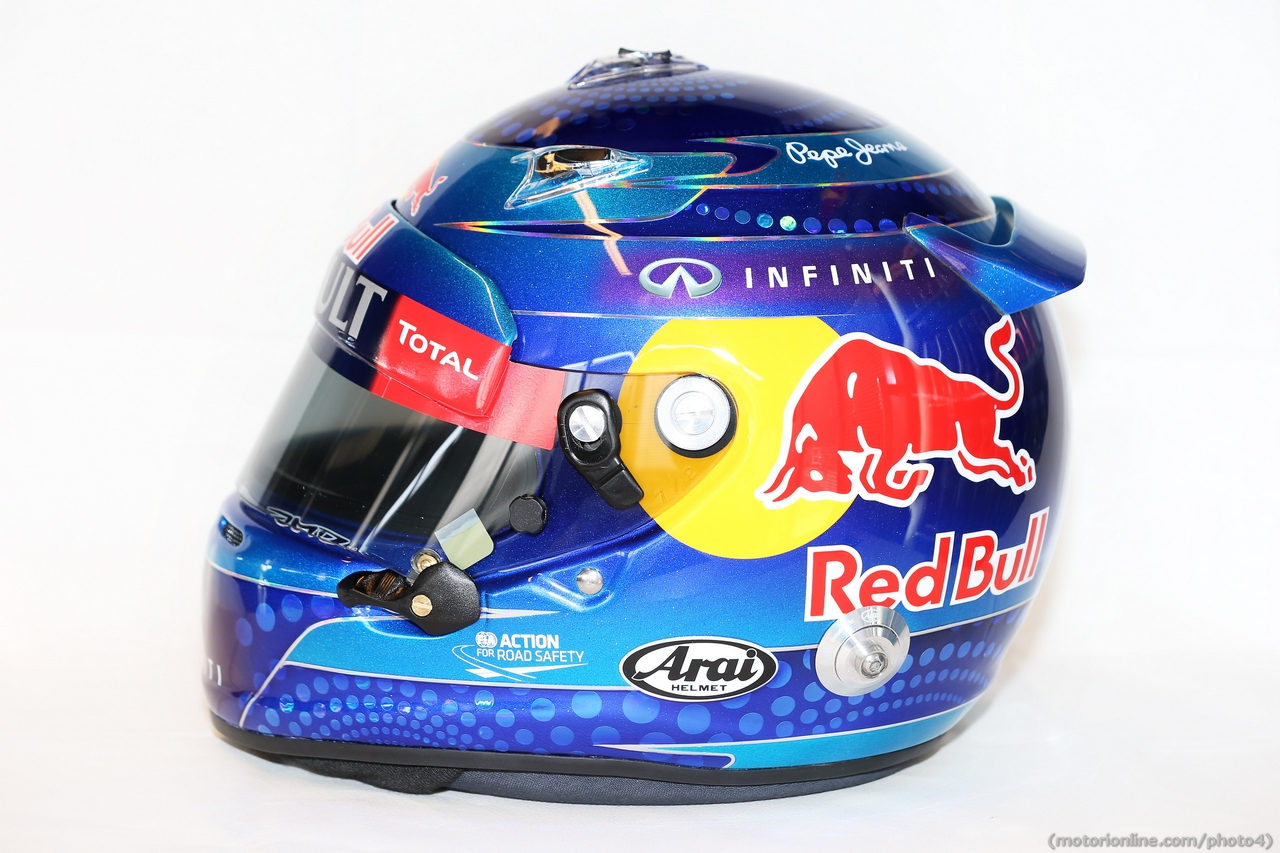 The helmet of Sebastian Vettel (GER) Red Bull Racing.
