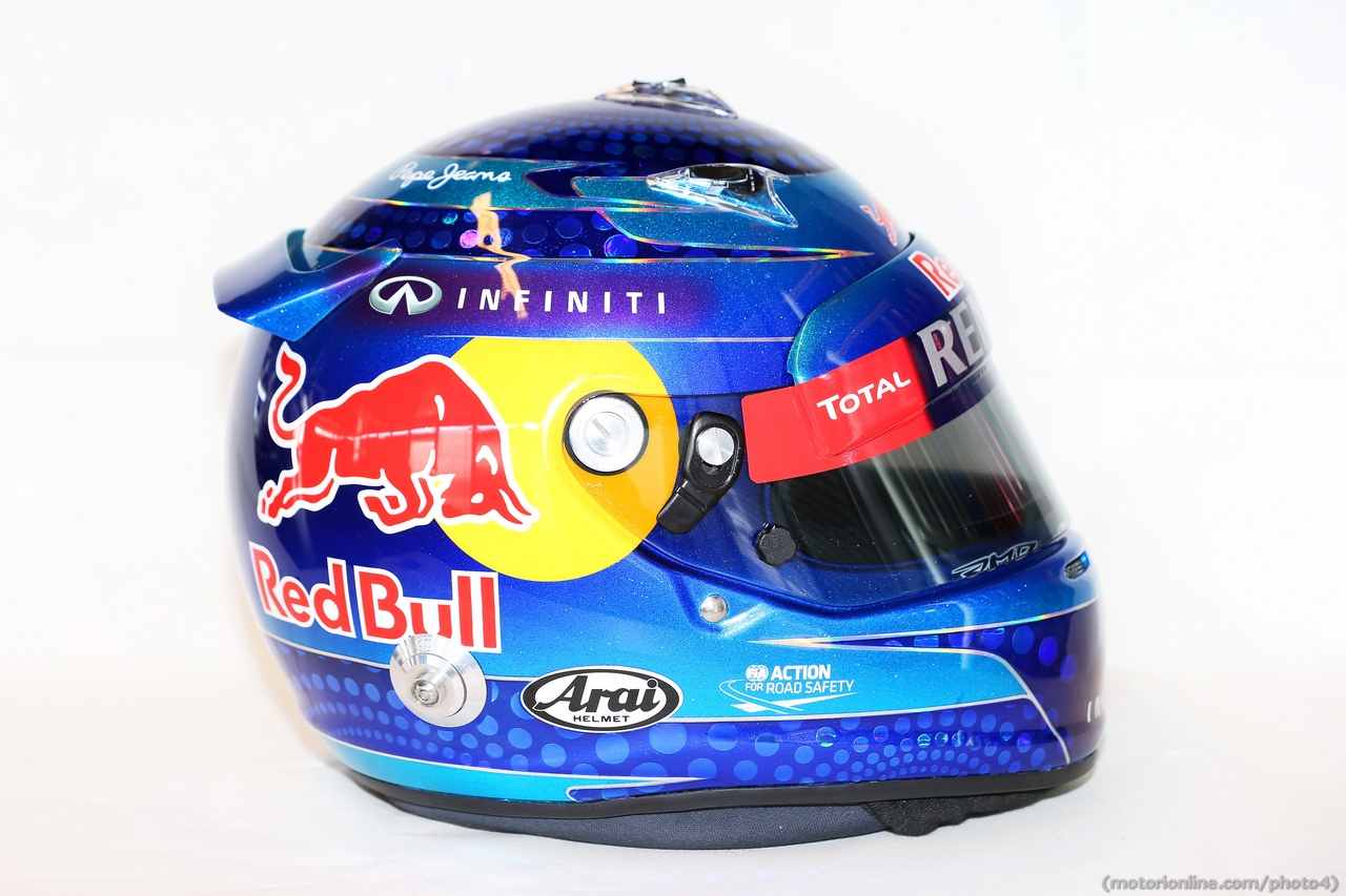 The helmet of Sebastian Vettel (GER) Red Bull Racing.
