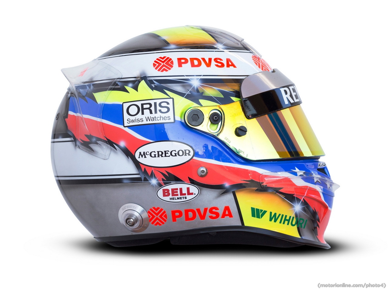 The helmet of Pastor Maldonado (VEN) Williams. 
© Williams F1 editorial copyright free. Images must be credited to: Williams F1