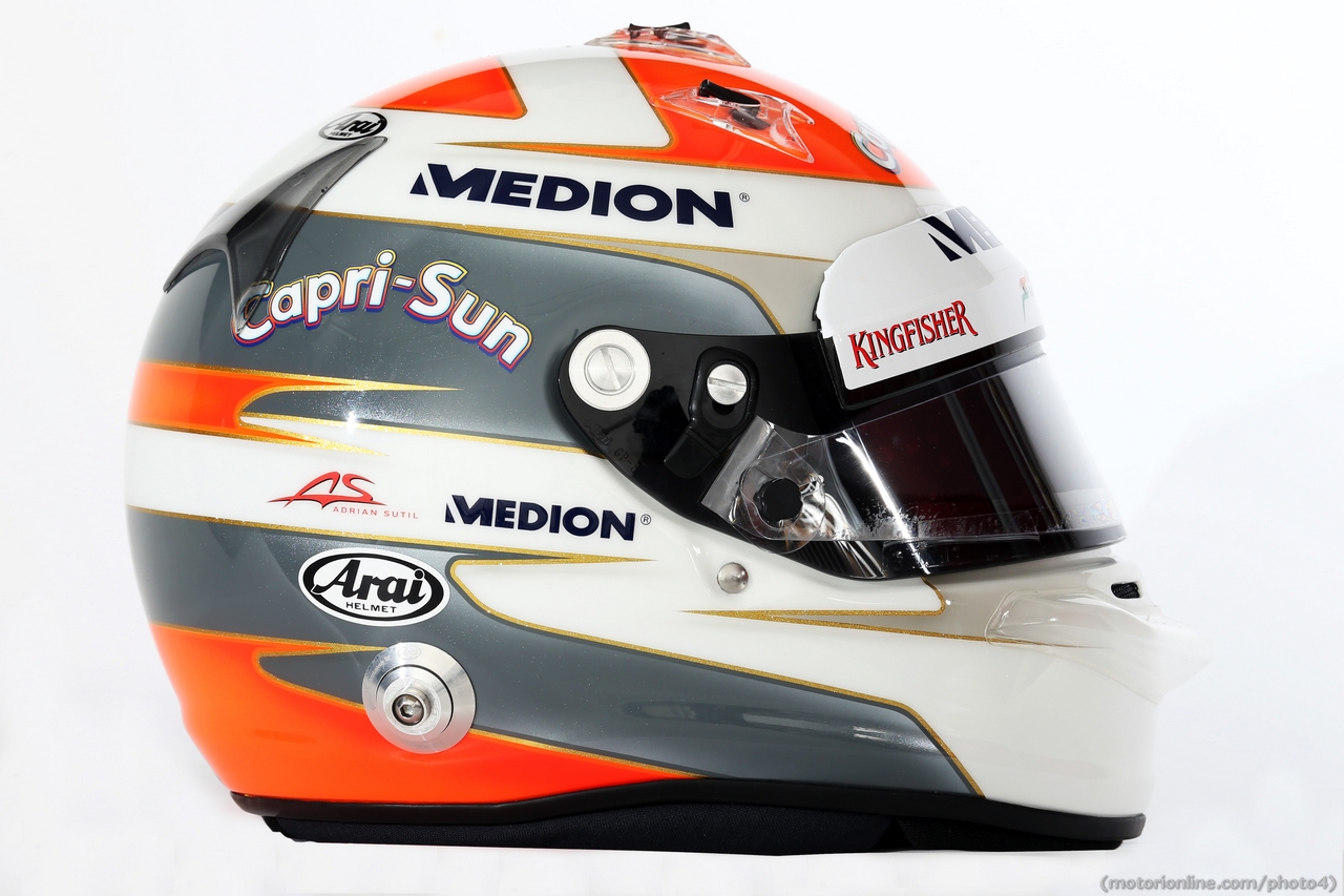 The helmet of Adrian Sutil (GER) Sahara Force India F1.
28.02.2013. 