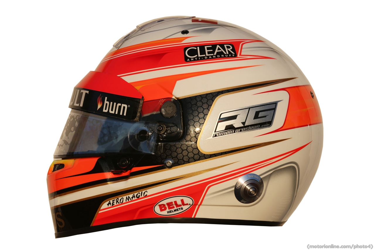 The helmet of Romain Grosjean (FRA) Lotus F1 Team.
