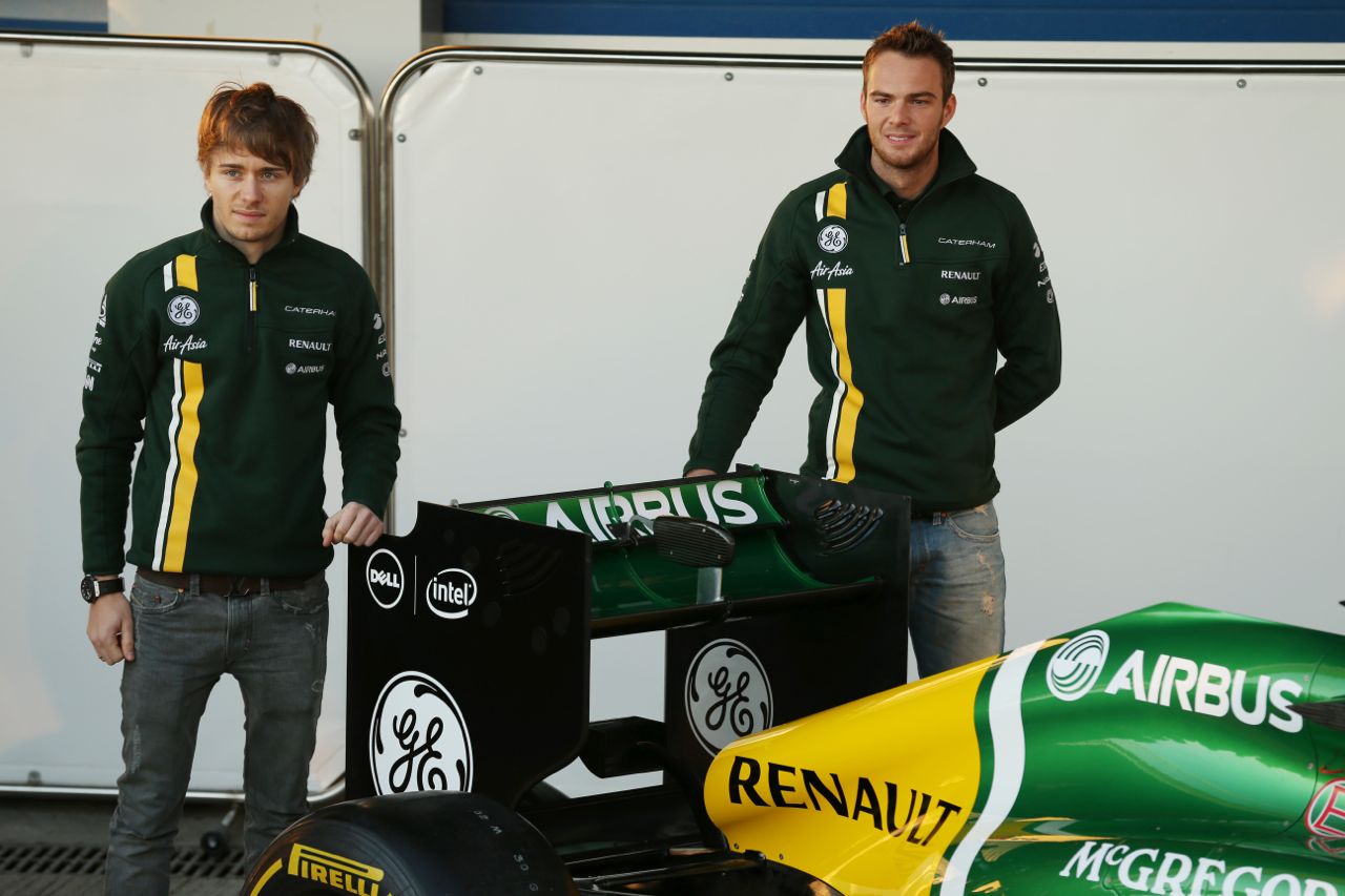 (L to R): Charles Pic (FRA) Caterham and team mate Giedo van der Garde (NLD) Caterham F1 Team with the new Caterham CT03.

