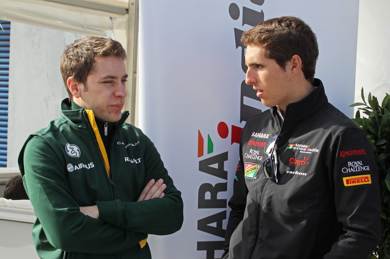 (L to R): Robin Frijns (NLD) Caterham Test and Reserve Driver with Daniel Juncadella (ESP) Sahara Force India F1 Team Test and Reserve Driver.