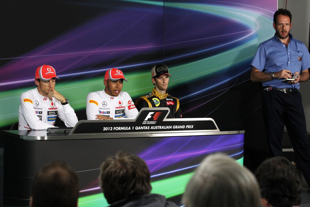 Qualifying Results: 1st place Lewis Hamilton (GBR), McLaren Mercedes, 2nd place Jenson Button (GBR), McLaren Mercedes, 3rd Romain Grosjean (FRA), Lotus Renault F1 Team