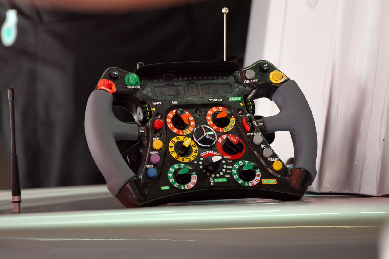 11.05.2012- Free Practice 1, Steering wheel of Nico Rosberg (GER) Mercedes AMG F1 W03