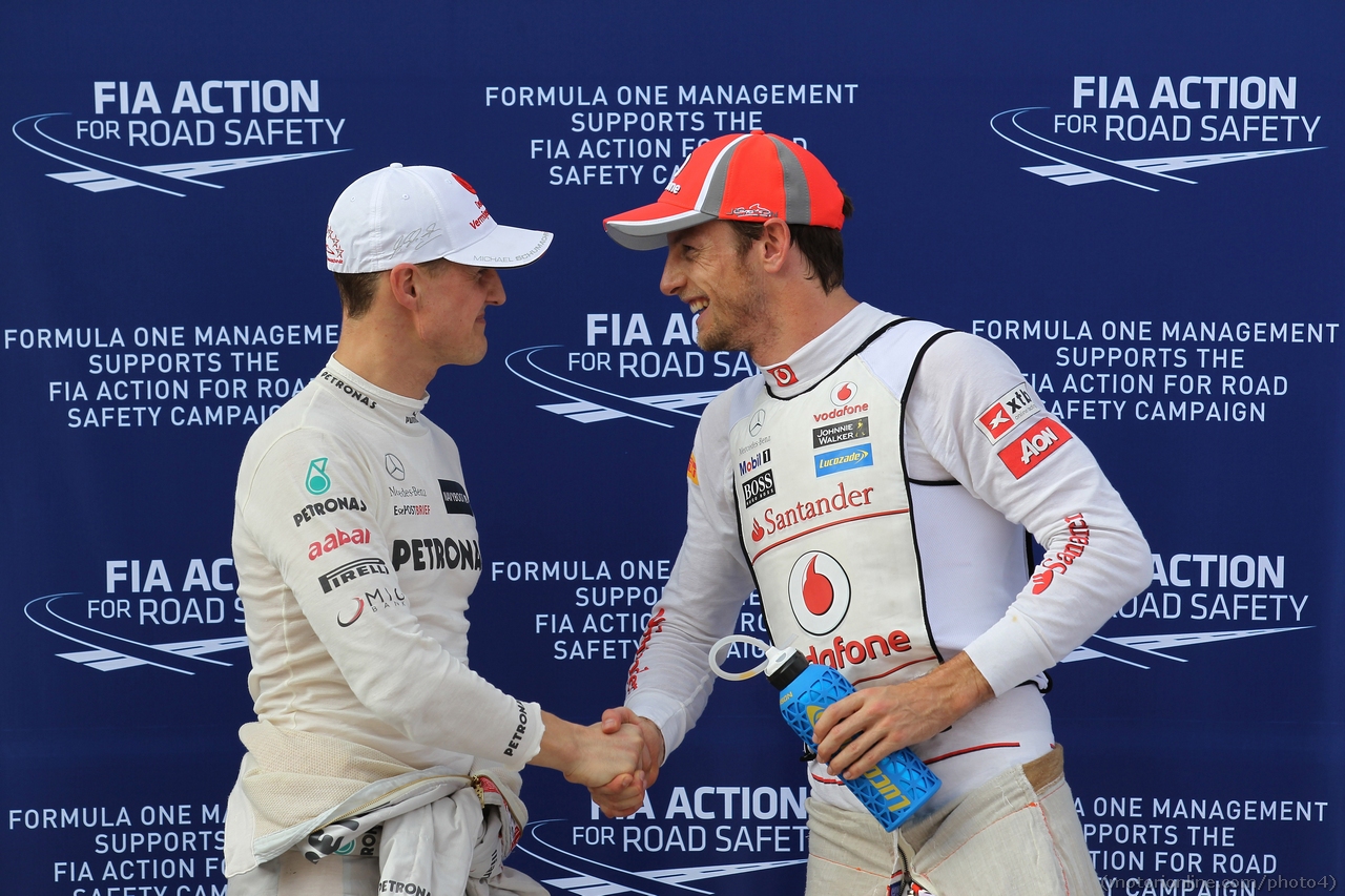 24.03.2012- Qualifying, Michael Schumacher (GER) Mercedes AMG F1 W03 and Jenson Button (GBR) McLaren Mercedes MP4-27 