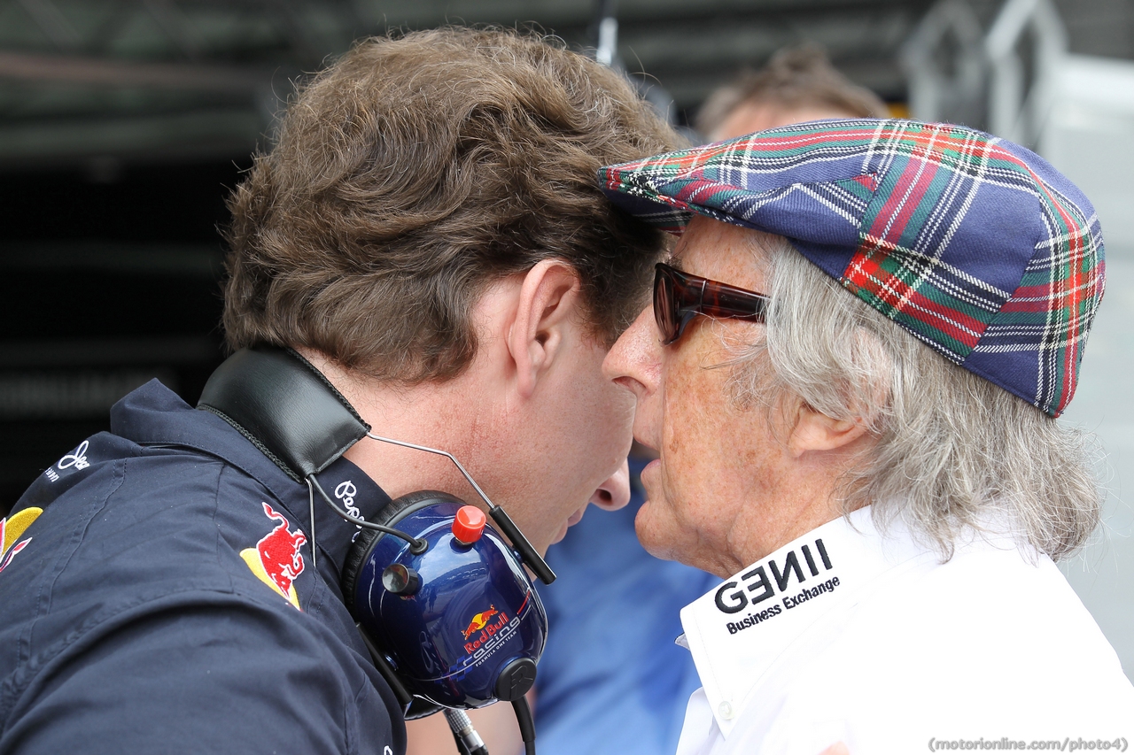 24.03.2012- Saturday Practice, Christian Horner (GBR), Red Bull Racing, Sporting Director and Sir Jackie Stewart (GBR) 